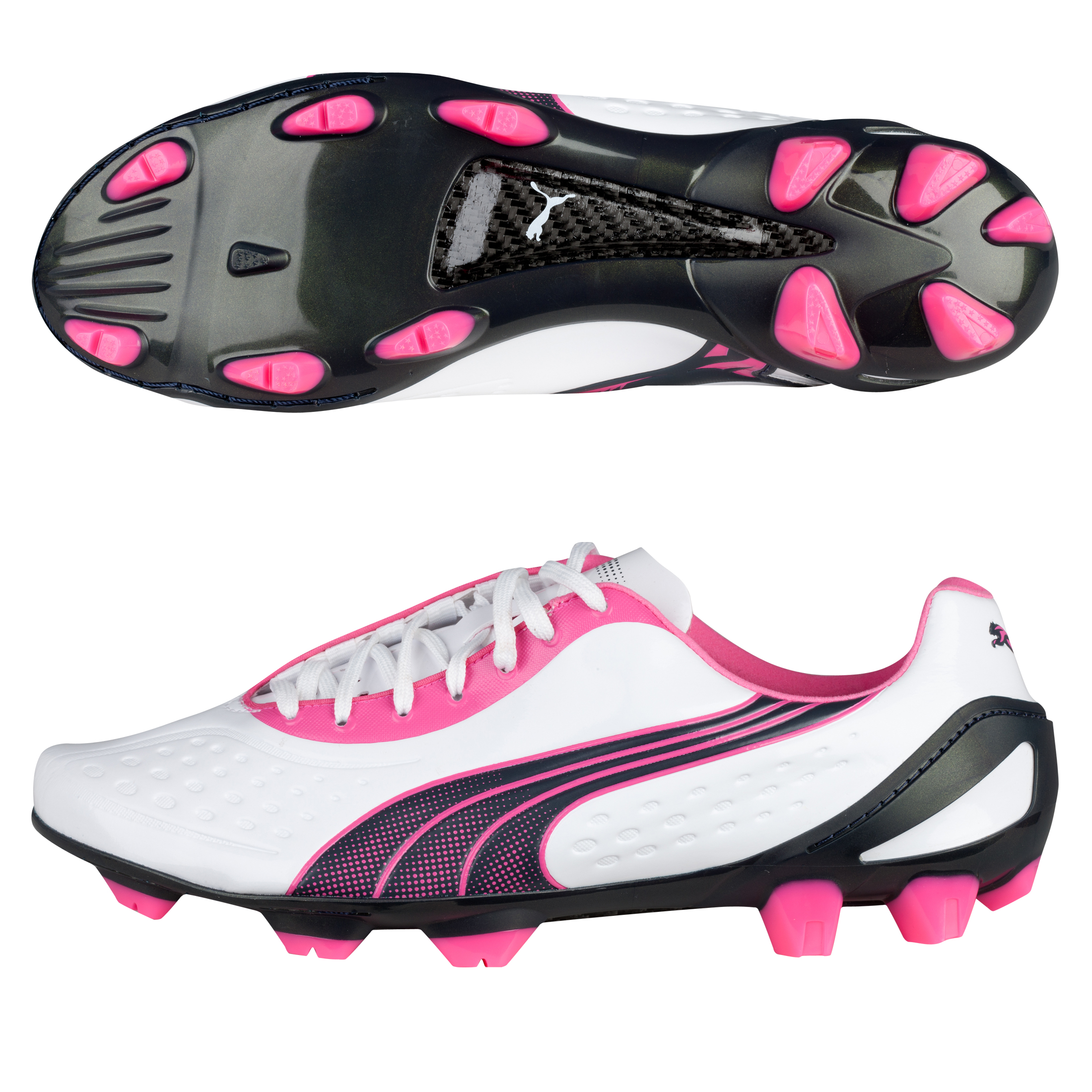 Puma v1.11 Super Light Firm Ground Football Boots  - White Pearl/New Navy/Fluo Pink