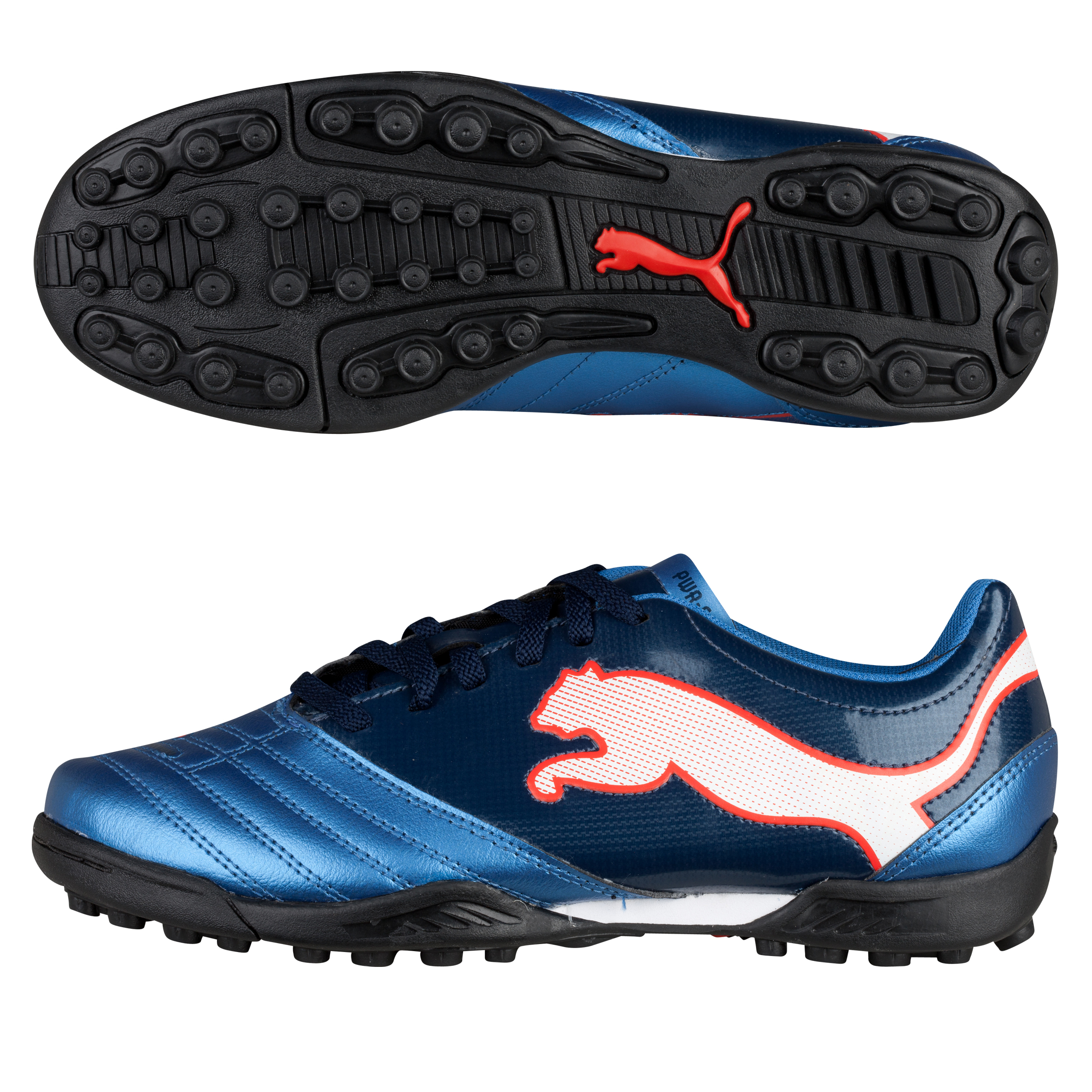 Puma PowerCat 4.12 Astro Turf Trainers  - Kids - Black/Dark Shadow/White/Lime Punch