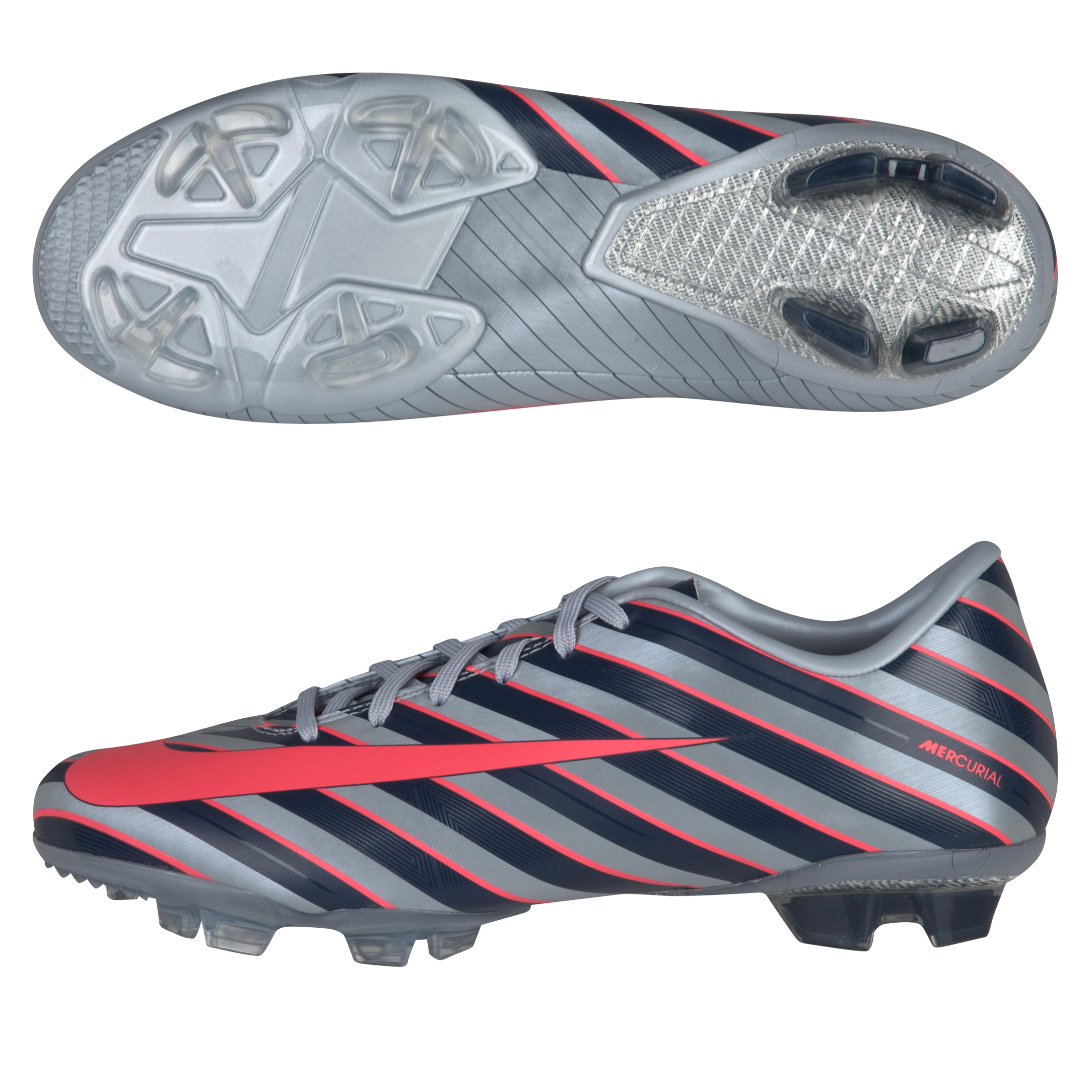 Nike Mercurial Vapor VII CR7 Firm Ground Football Boots - Metallic Blue/Solar Red/Dark Obsidian - Kids