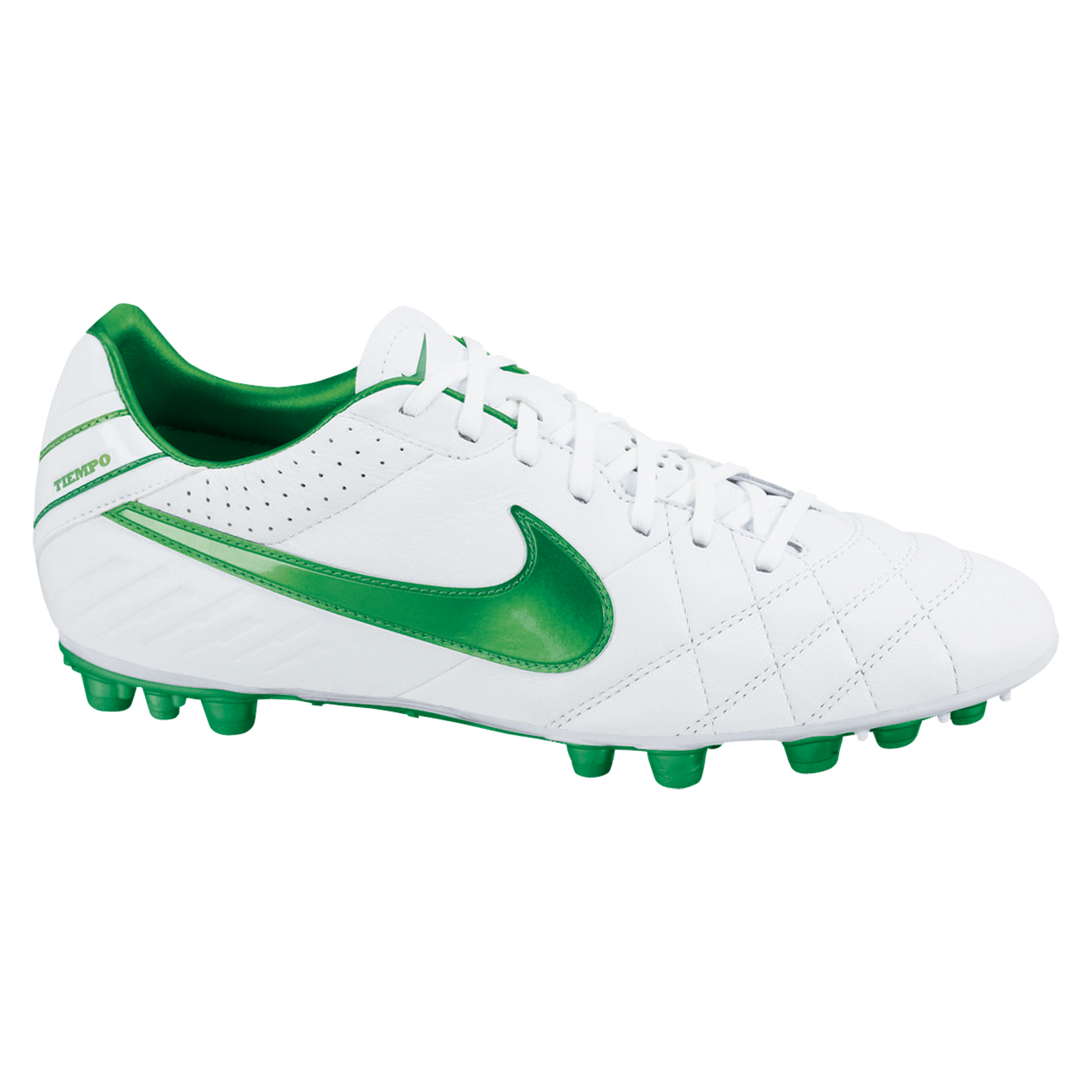 Nike Tiempo Mystic IV AG Football Boots - White/Court Green/Metalic Silver.