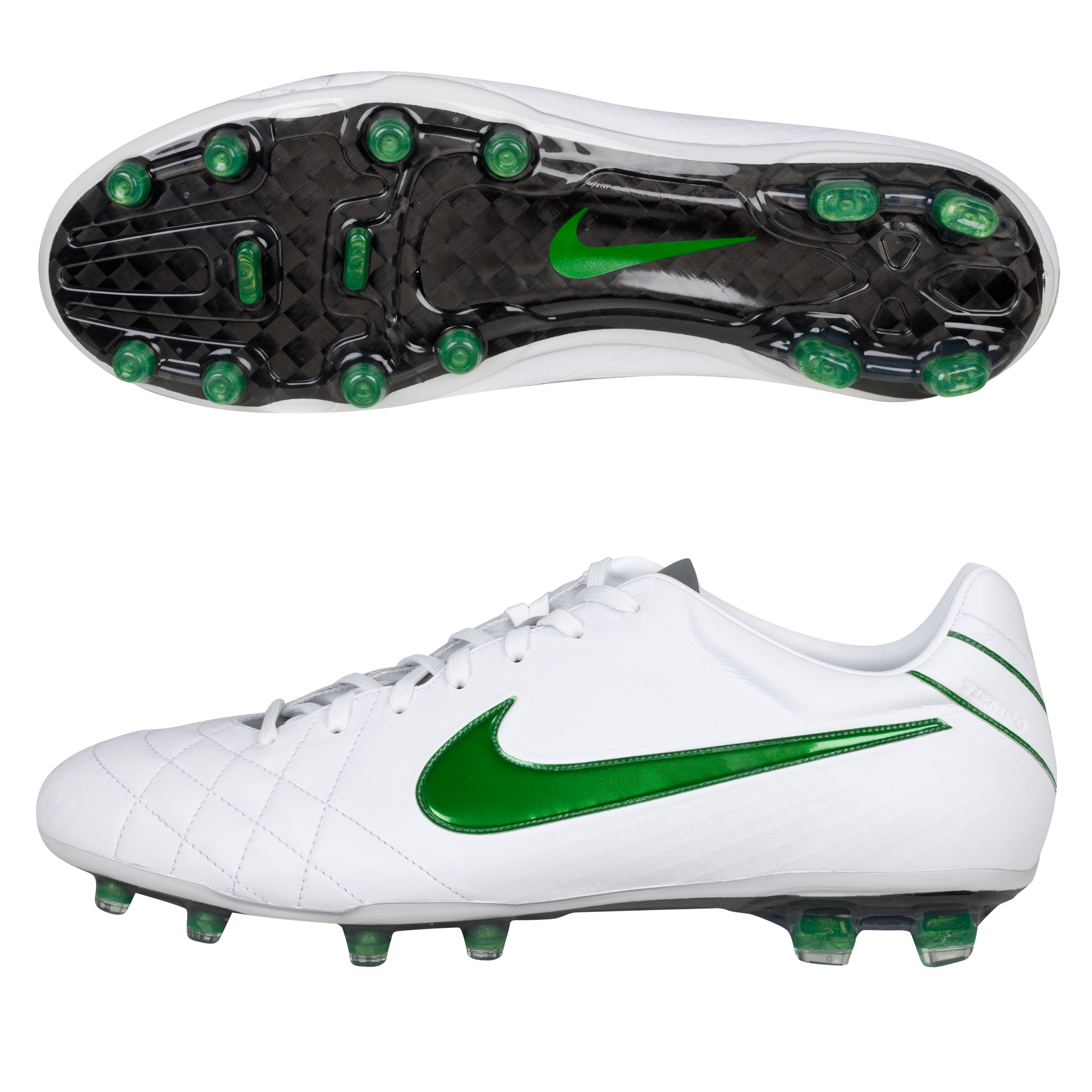 Nike Tiempo Legend Elite IV Firm Ground Football Boots - White/Court Green/Mtllc Silver