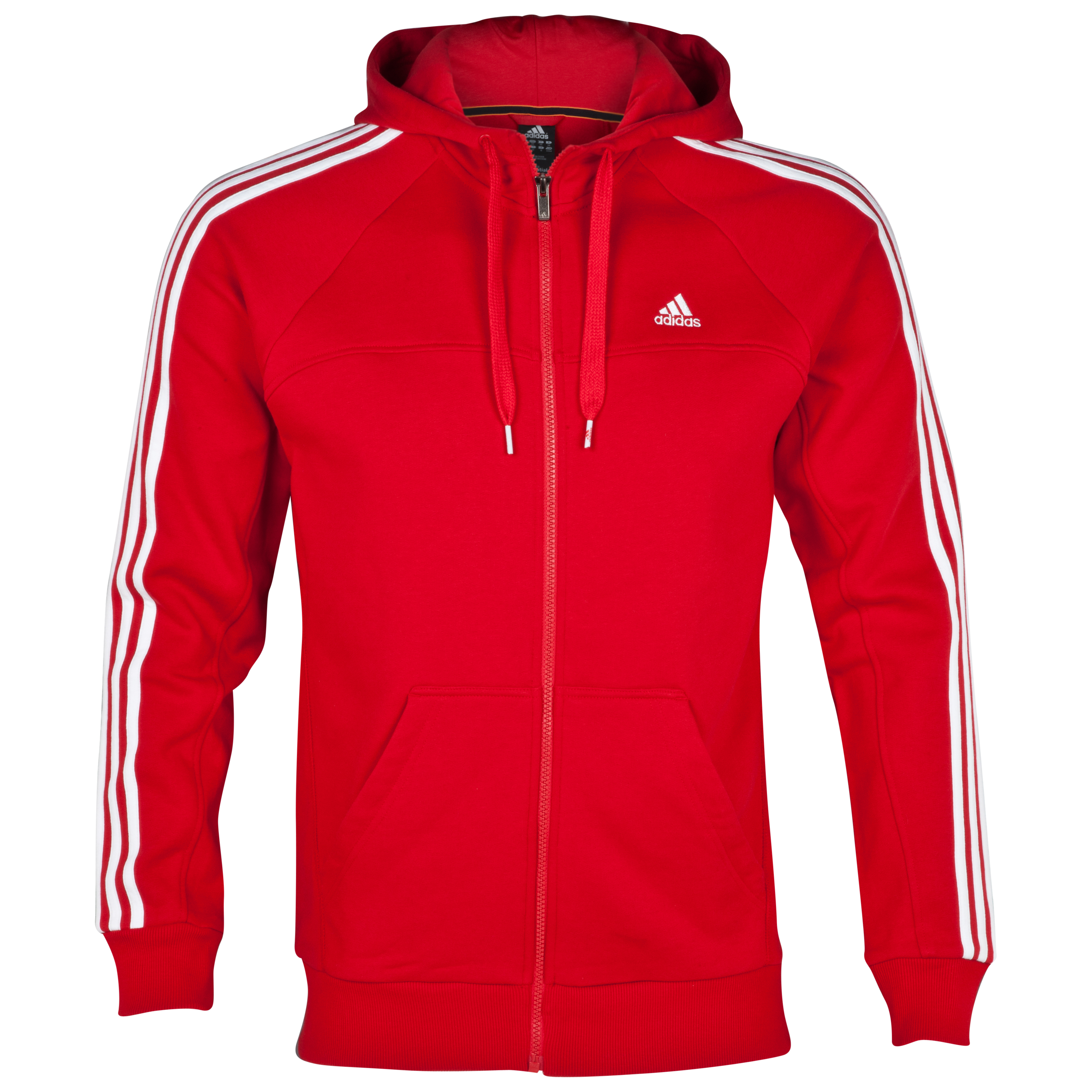 adidas Essentials 3 Stripe Full Zip Hoodie Light Scarlet