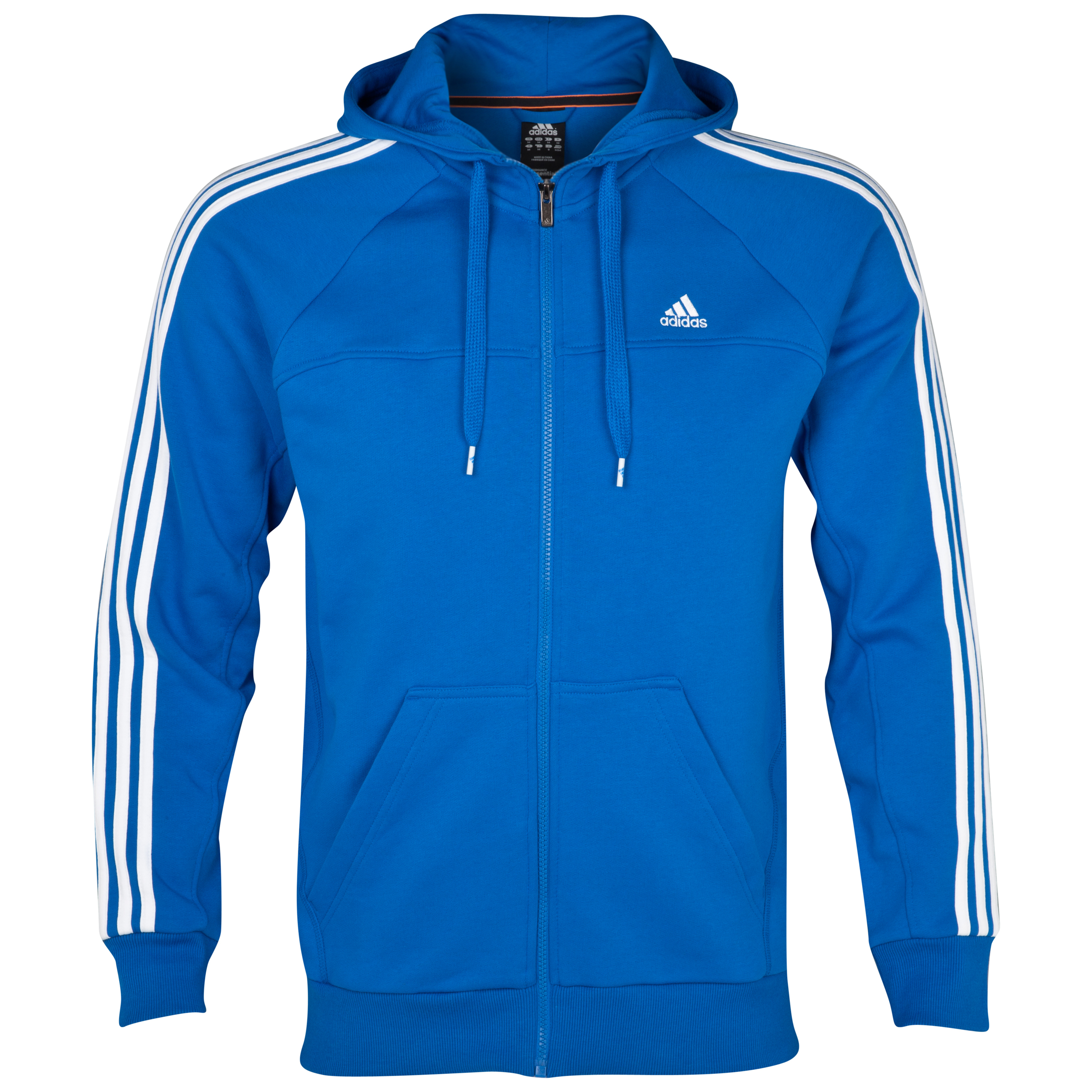 adidas Essentials 3 Stripe Full Zip Hoodie Prime Blue S12