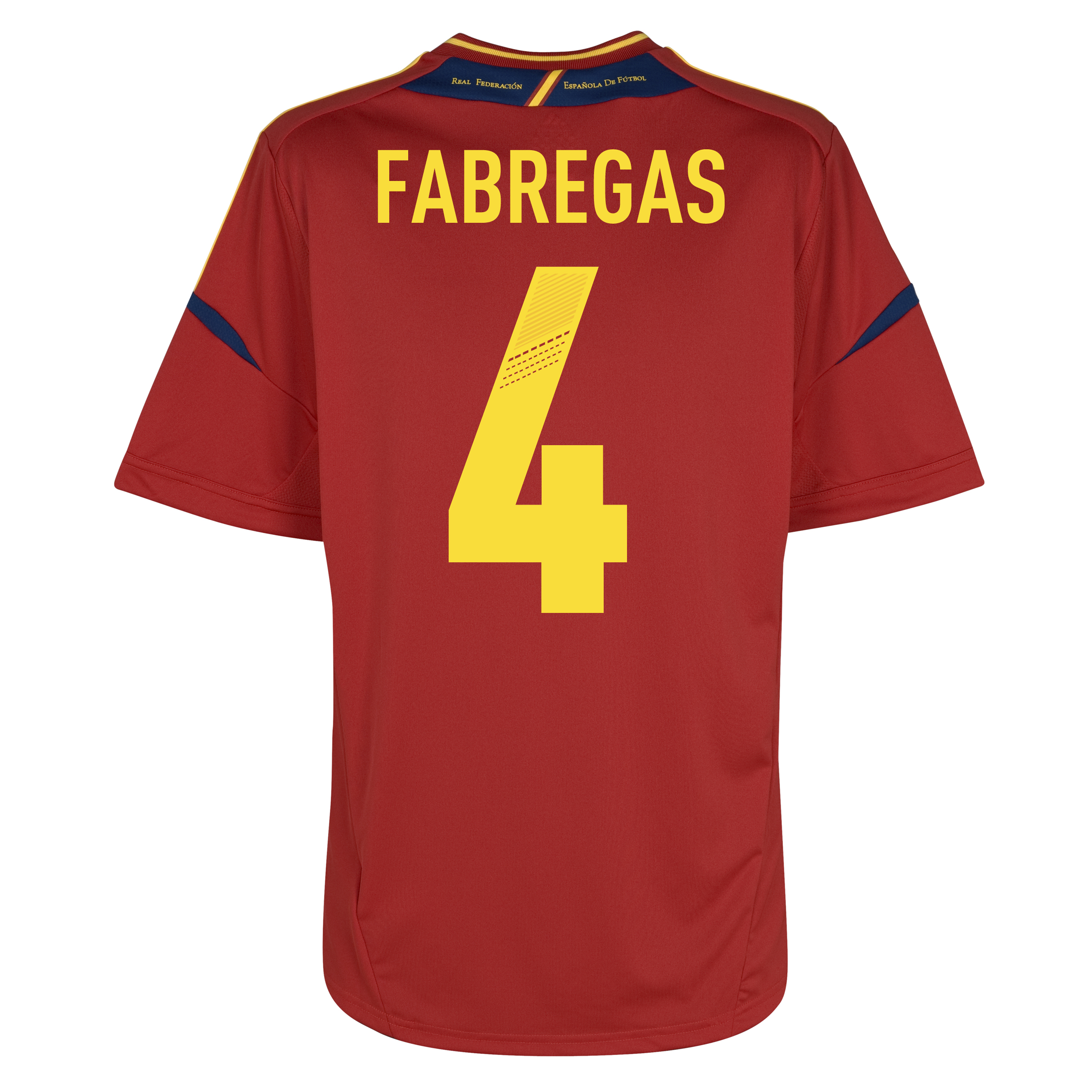 Spain Home Shirt 2012/13 - University Red/Sunshine with Fabregas 4 printing.