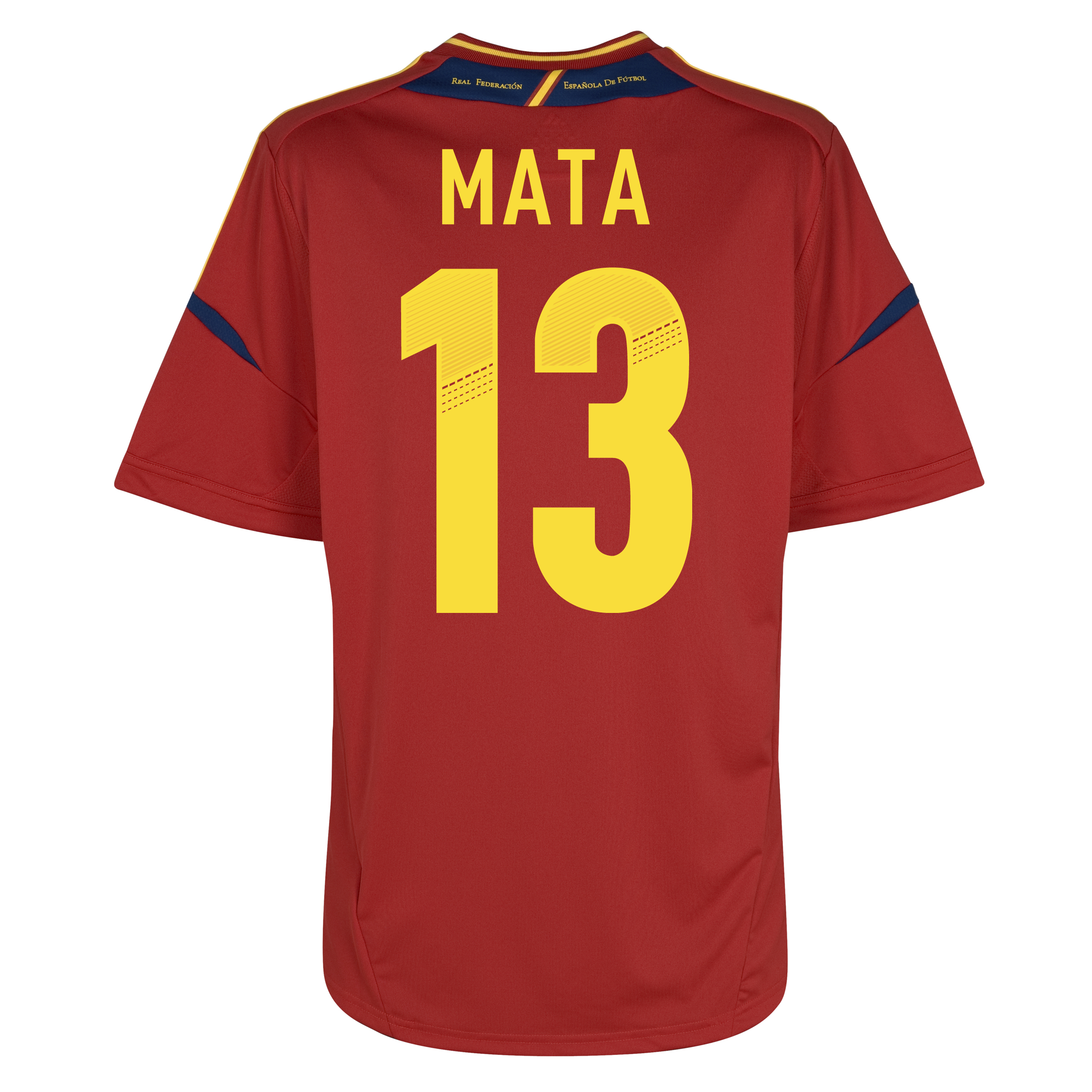 Spain Home Shirt 2012/13 - University Red/Sunshine with Mata 13 printing.