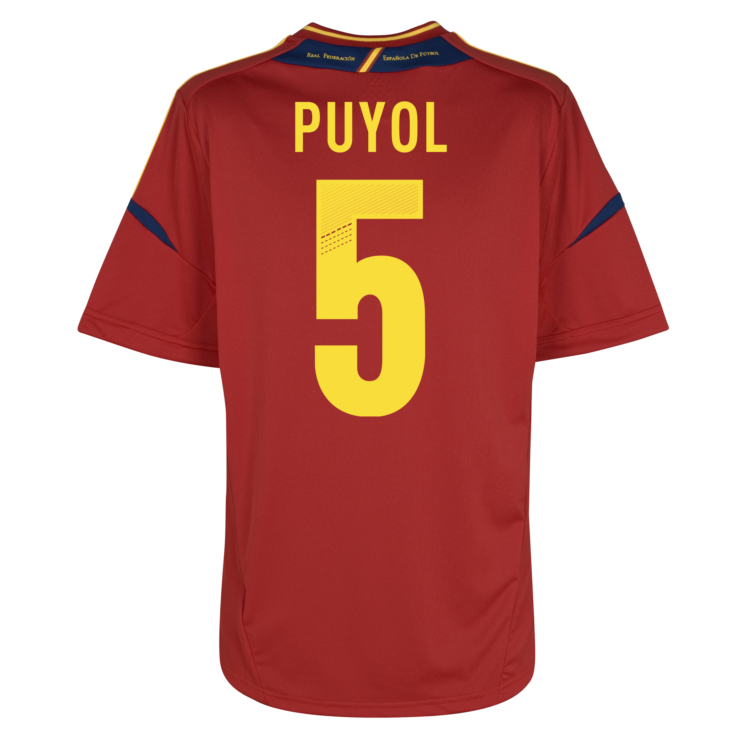 Spain Home Shirt 2012/13 - Kids - University Red/Sunshine with Puyol 5 printing