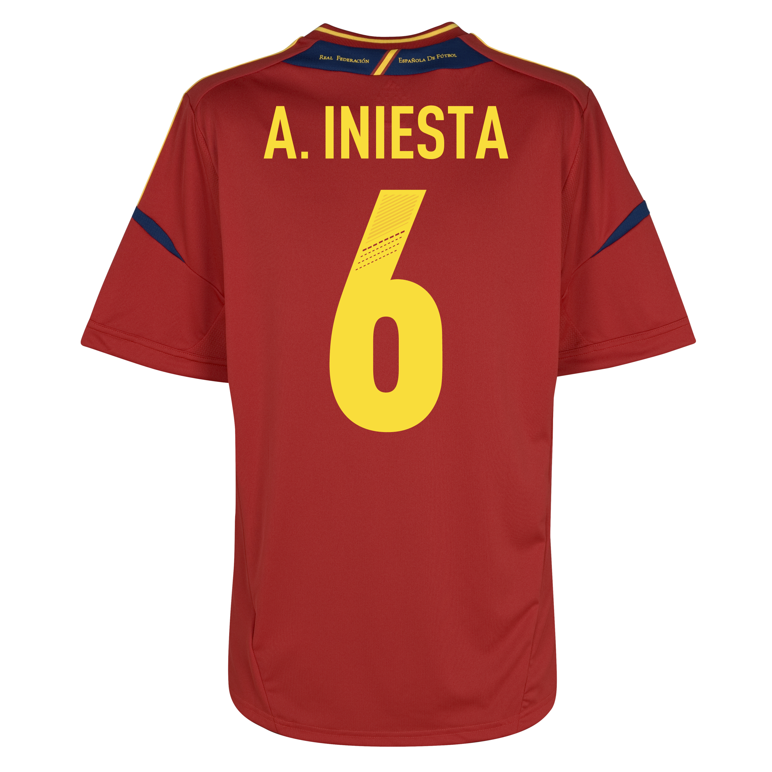 Spain Home Shirt 2012-13 - Kids - University Red-Sunshine with Iniesta 6 printing