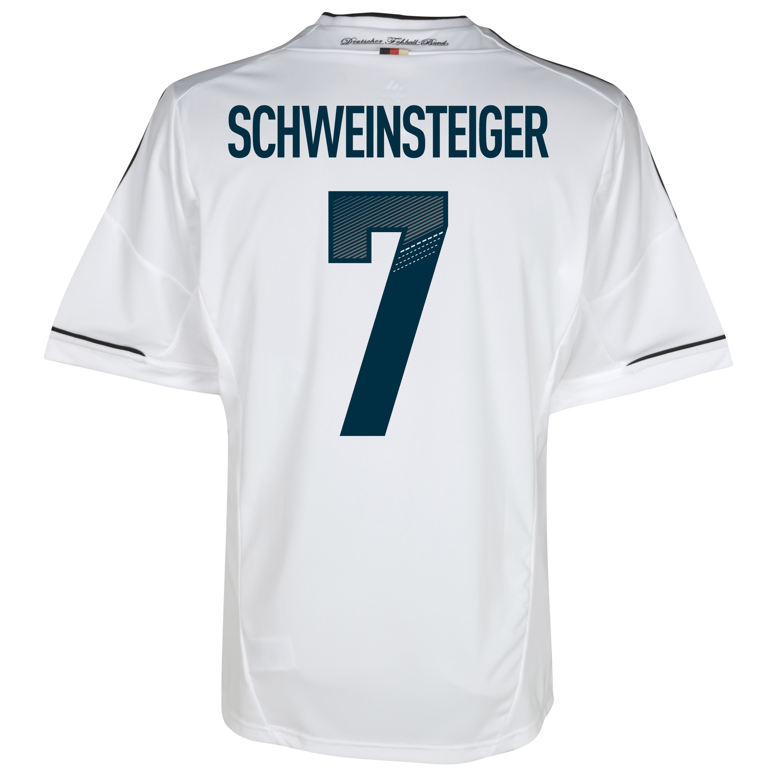 Germany Home Shirt 2012/14 - Kids - White/Black with Schweinsteiger 7 printing.