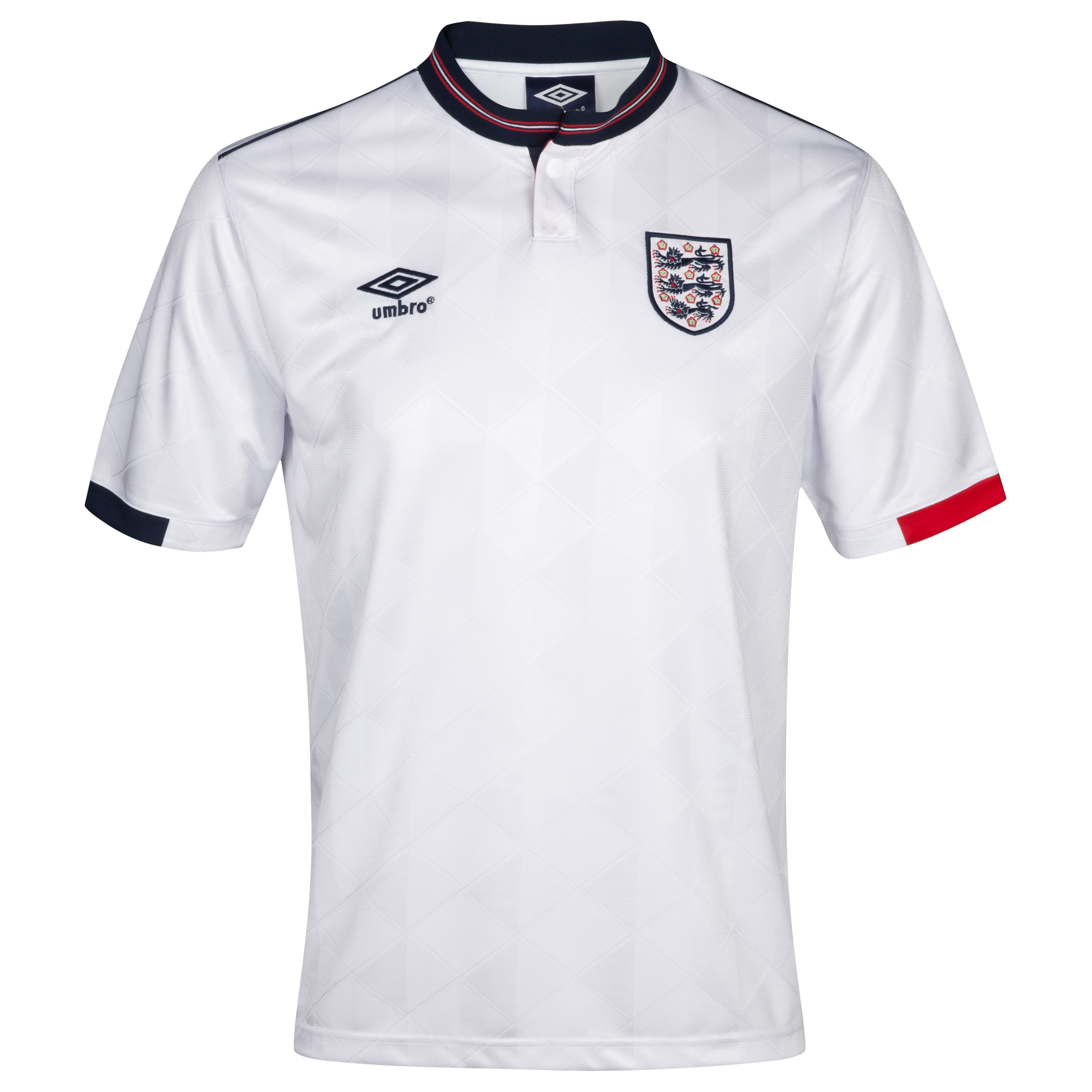 England 1988 Euro Championship Shirt - White / Dark Navy / Vermillion