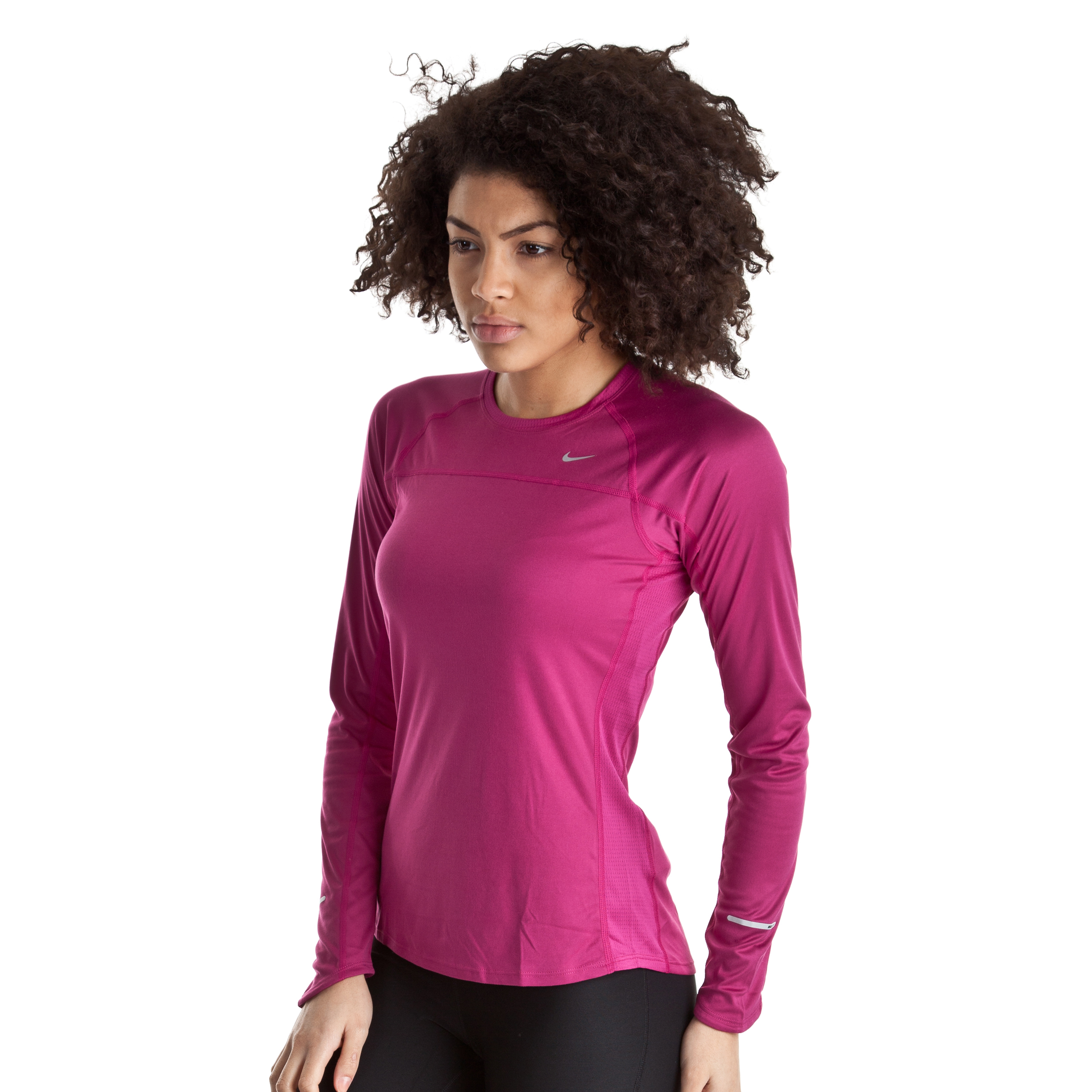 Nike Miler T-Shirt - Rave Pink/Reflective Silver - Long Sleeve - Womens