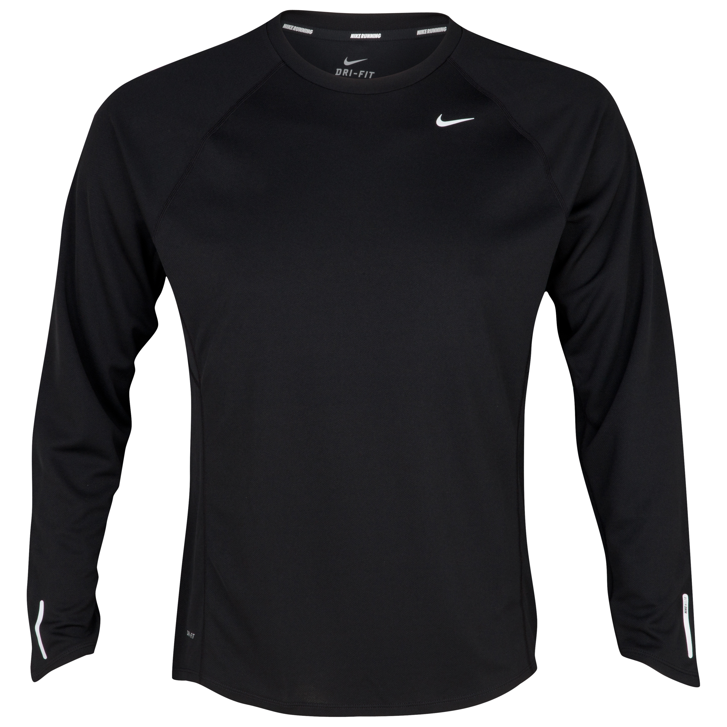Nike Miler UV Team T-Shirt - Black/Reflective Silver - Long Sleeve