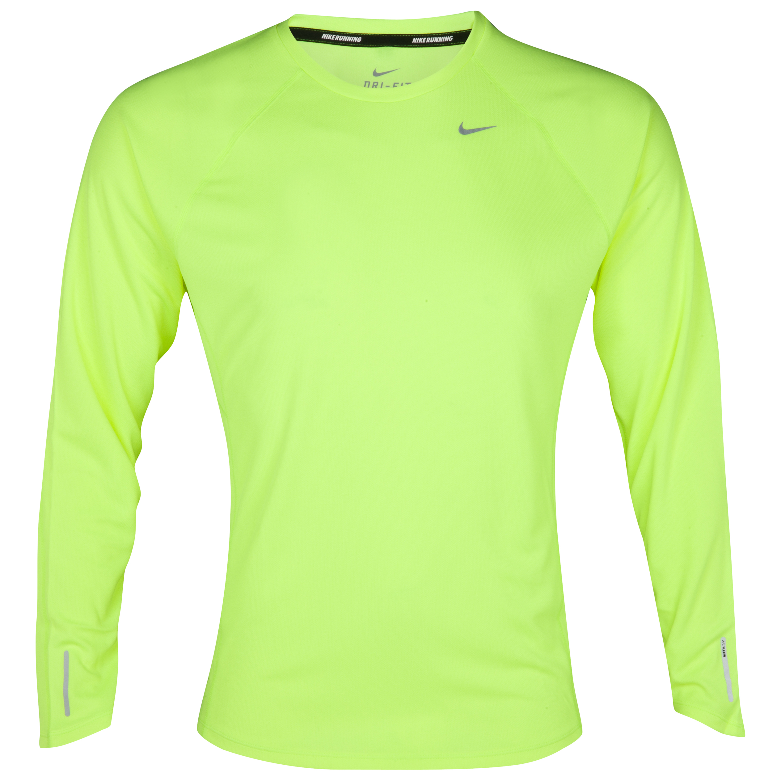 Nike Miler UV Team T-Shirt - Volt/Reflective Silver - Long Sleeve