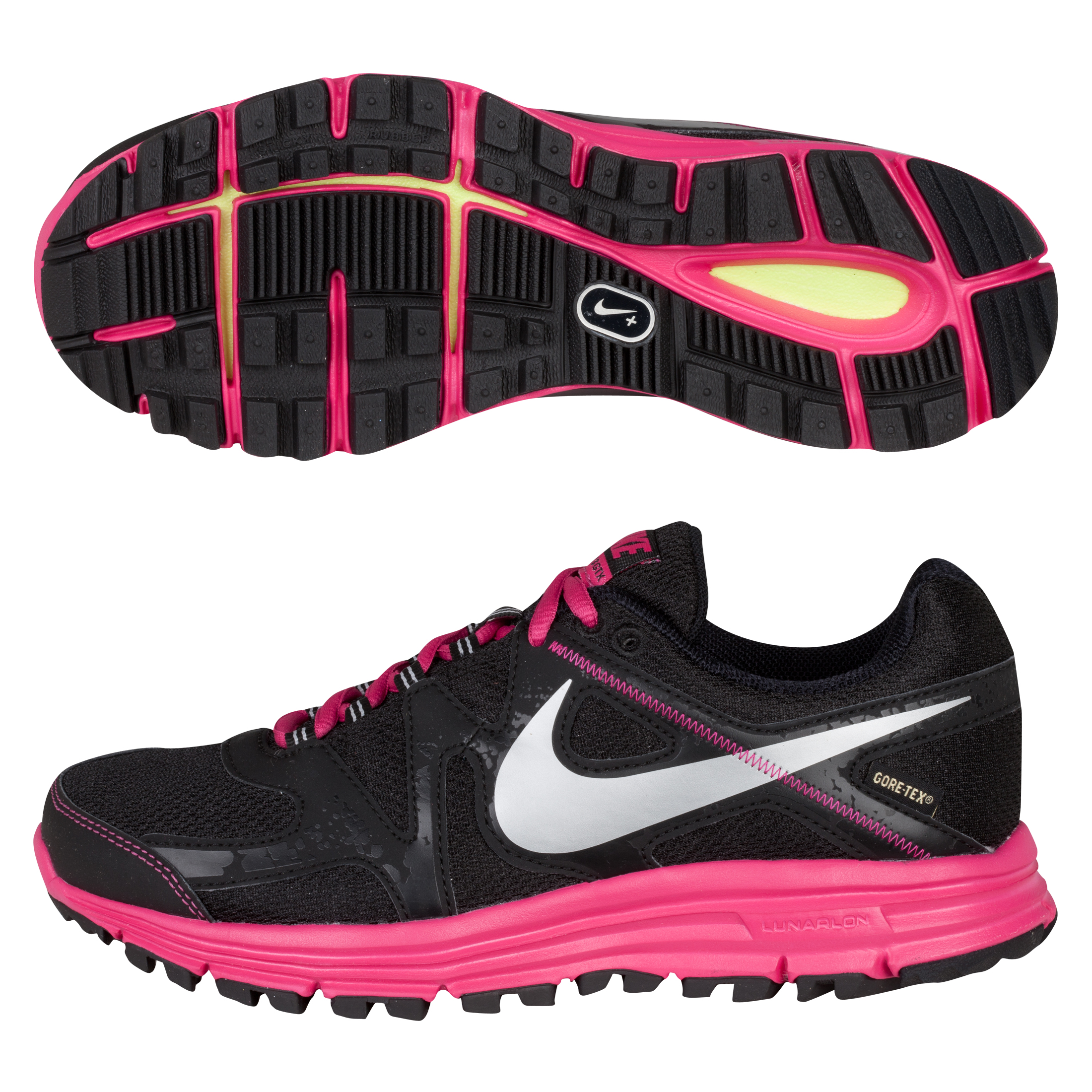 Nike Lunar Fly(+) 3 Trail GTX Trainers - Black/Metallic Silver/Fireberry - Womens