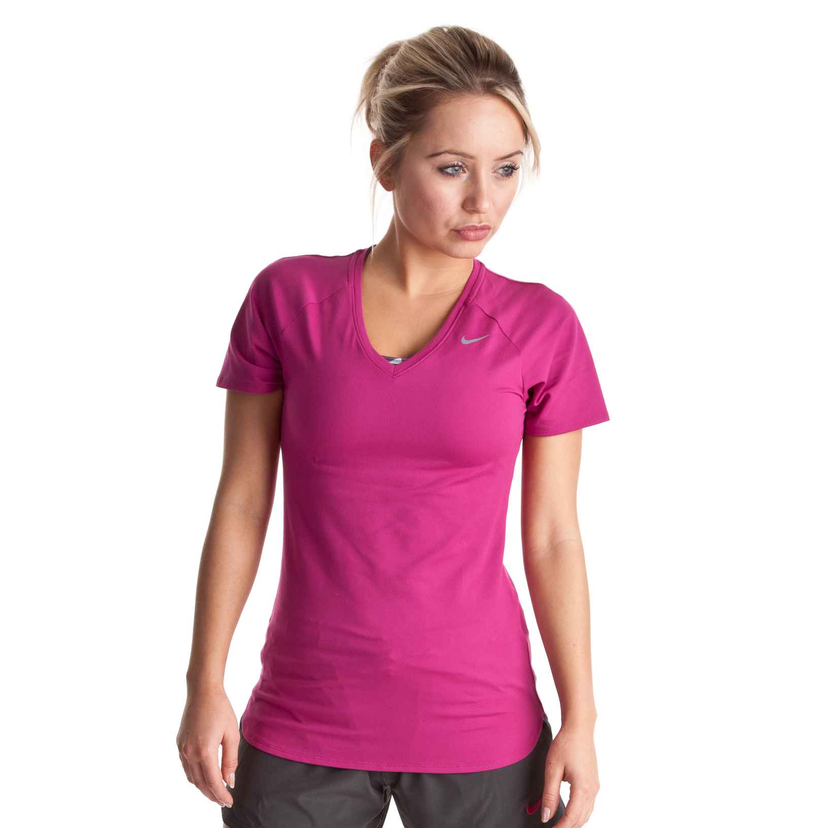 Nike Regular Club Short Sleeve Baselayer - Rave Pink/Cool Grey - Womens