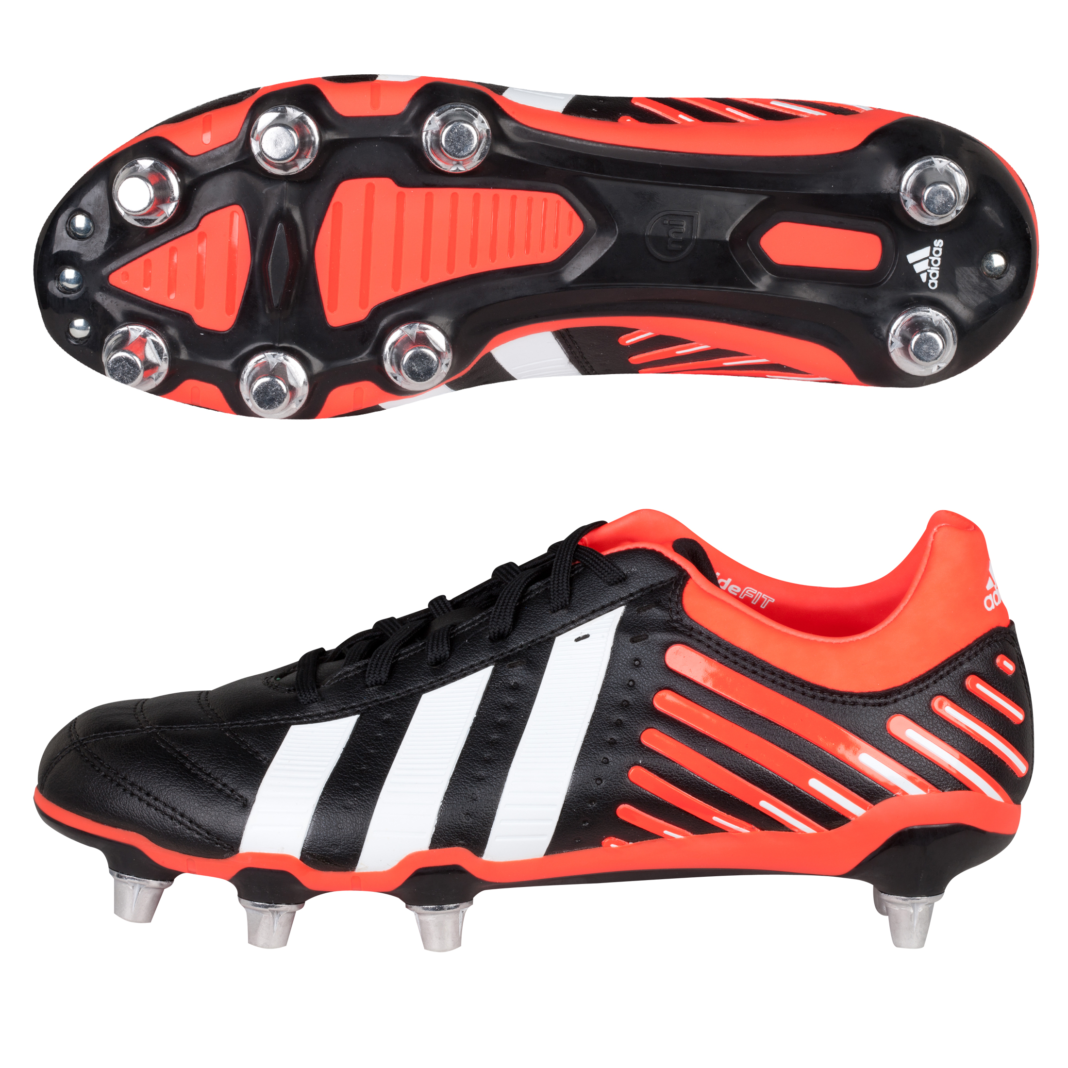 Adidas Adipower Kakari Soft Ground Rugby Boots - Black/Running White/Infrared