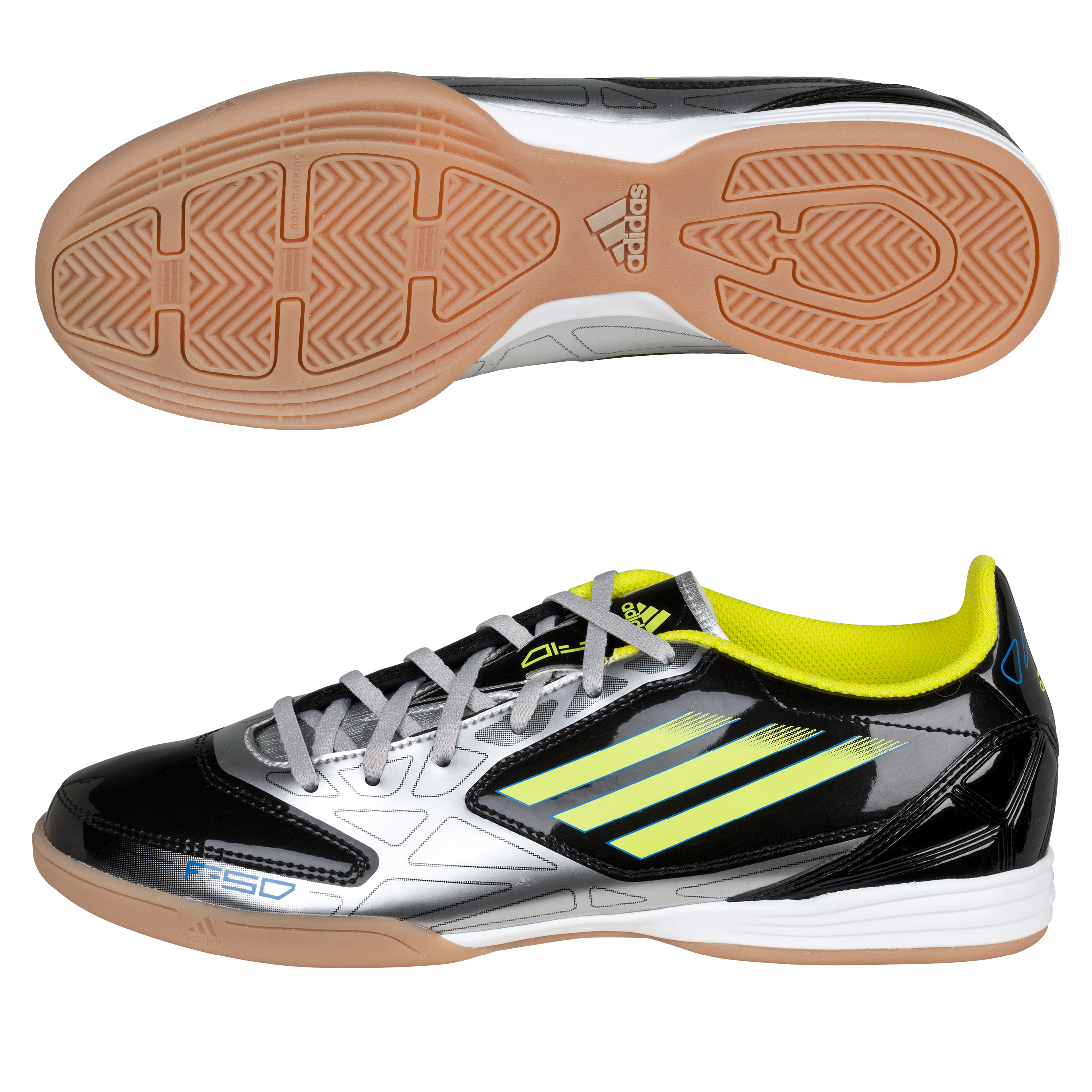 Adidas F10 Indoor Trainers - Black/Lab Lime/Metallic Silver
