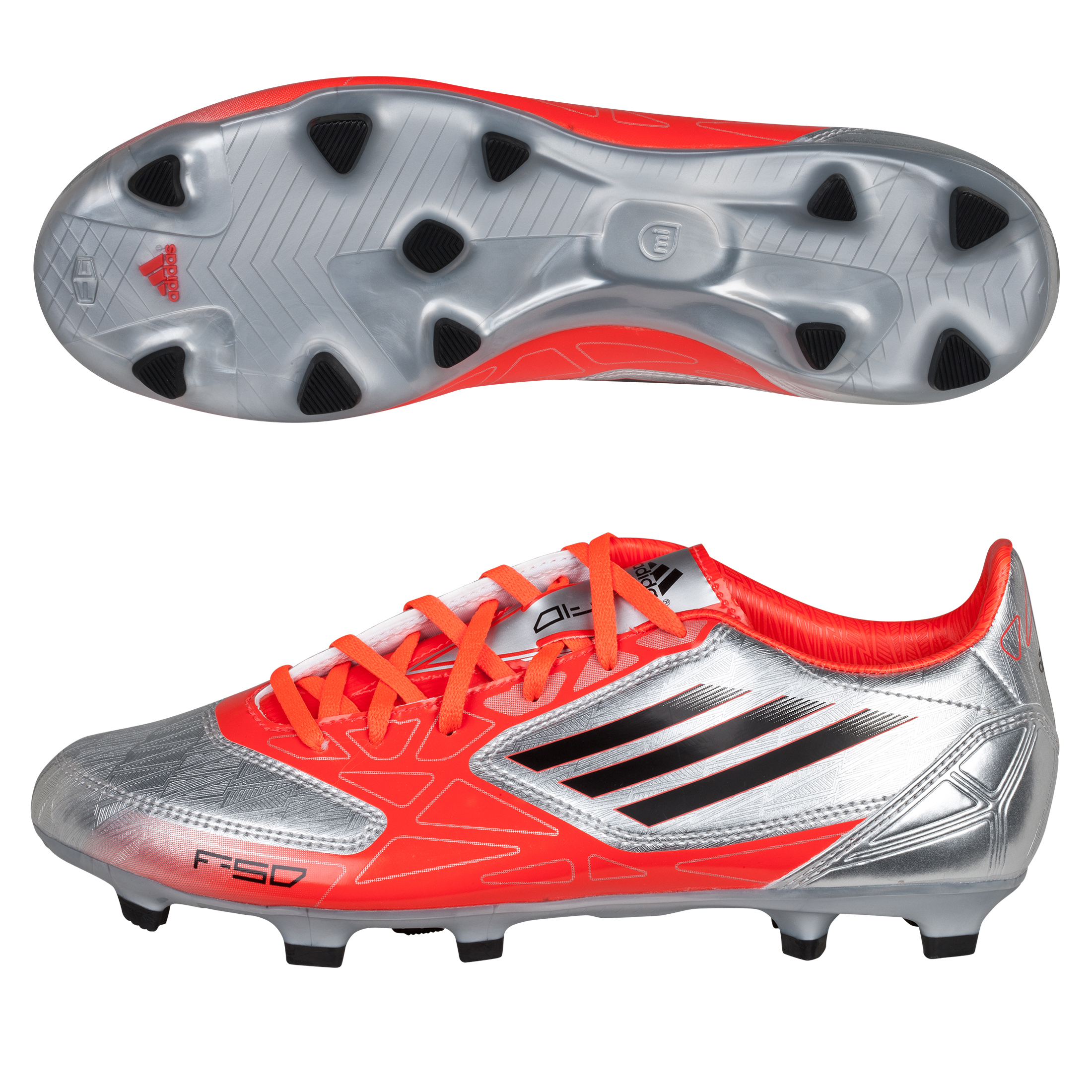 Adidas F10 TRX Firm Ground Football Boots - Metallic Silver/Black/Infrared