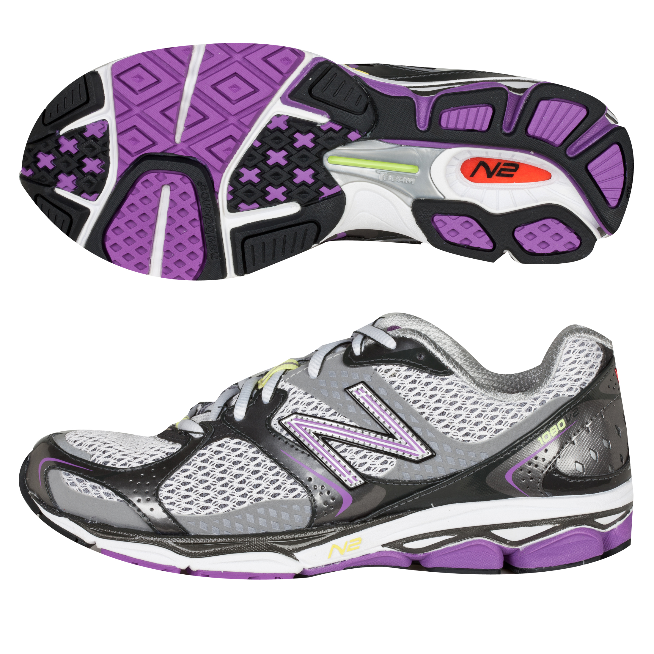 New Balance 1080V2 Running Trainers - Lilac/Silver - Womens