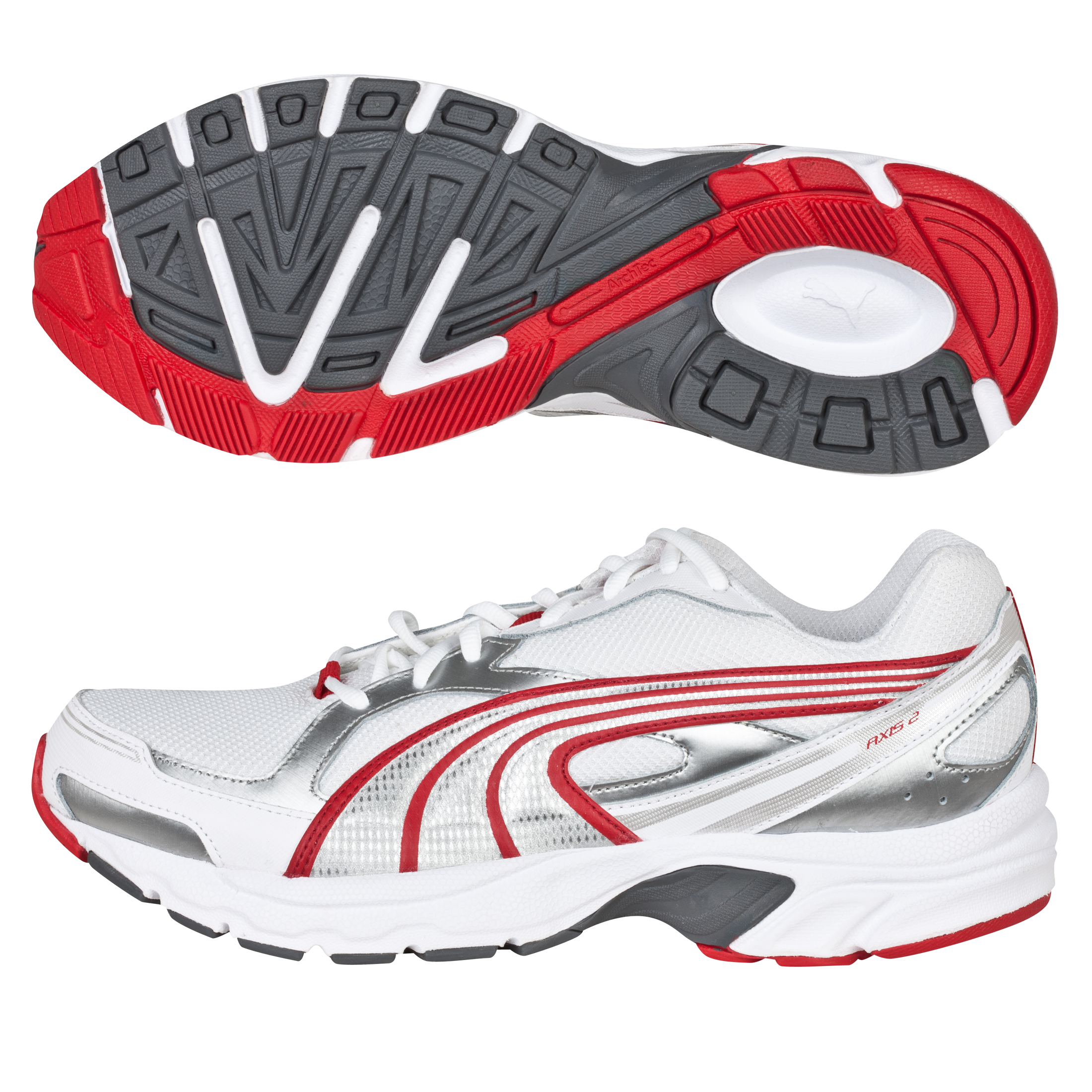 Puma Axis 2 Running Trainers - White/Puma Silver/Ribbon Red