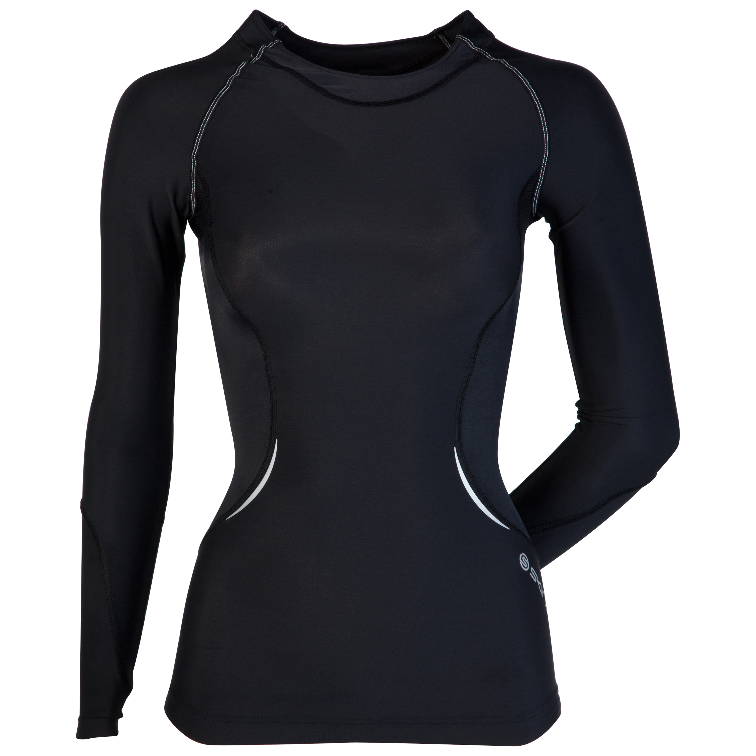 Skins A400 Active Long Sleeve Top - Black/Silver - Womens