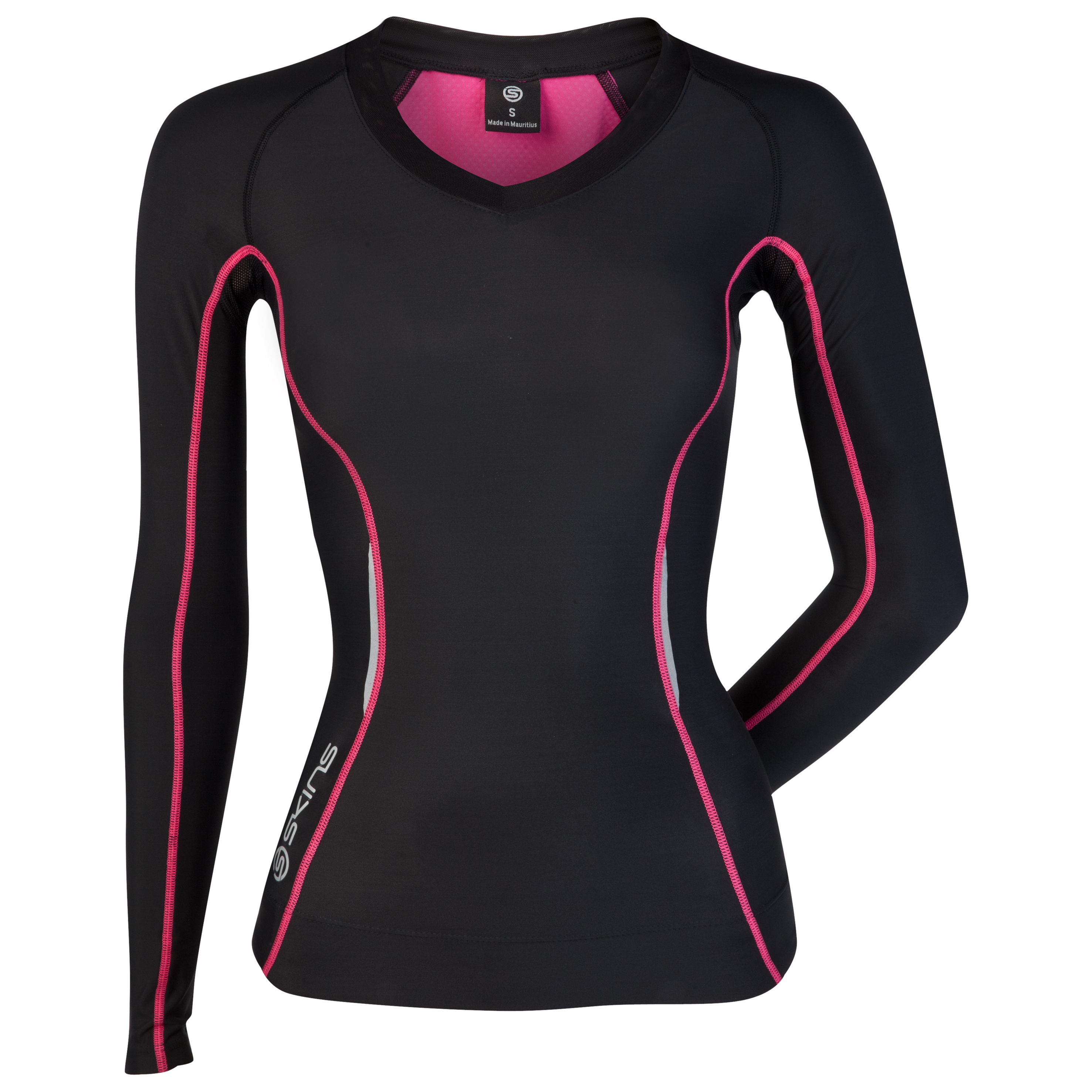 Skins A200 Long Sleeve Top - Black/Pink - Womens