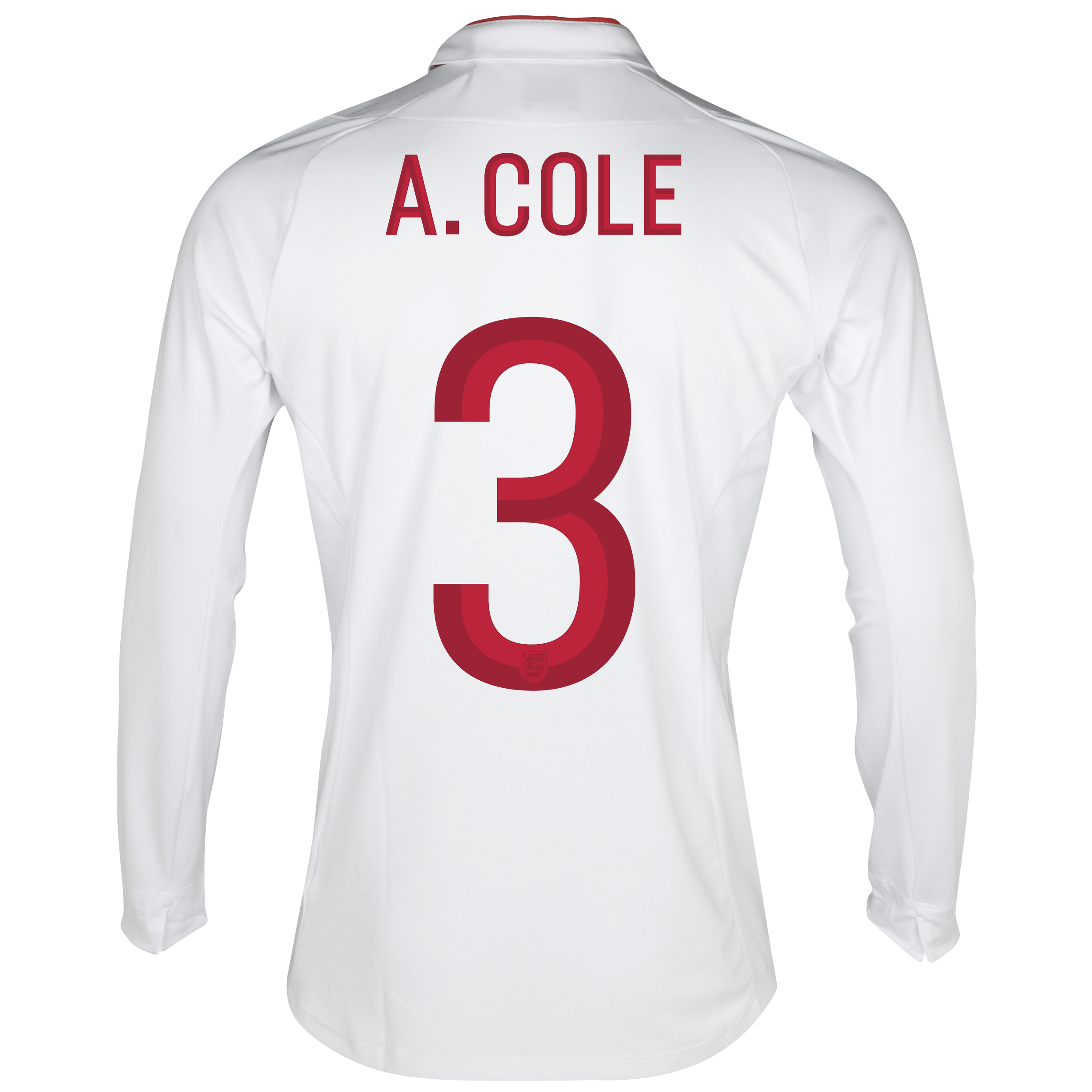 England Home Shirt 2012~13 Long Sleeve with ACole 3 printing