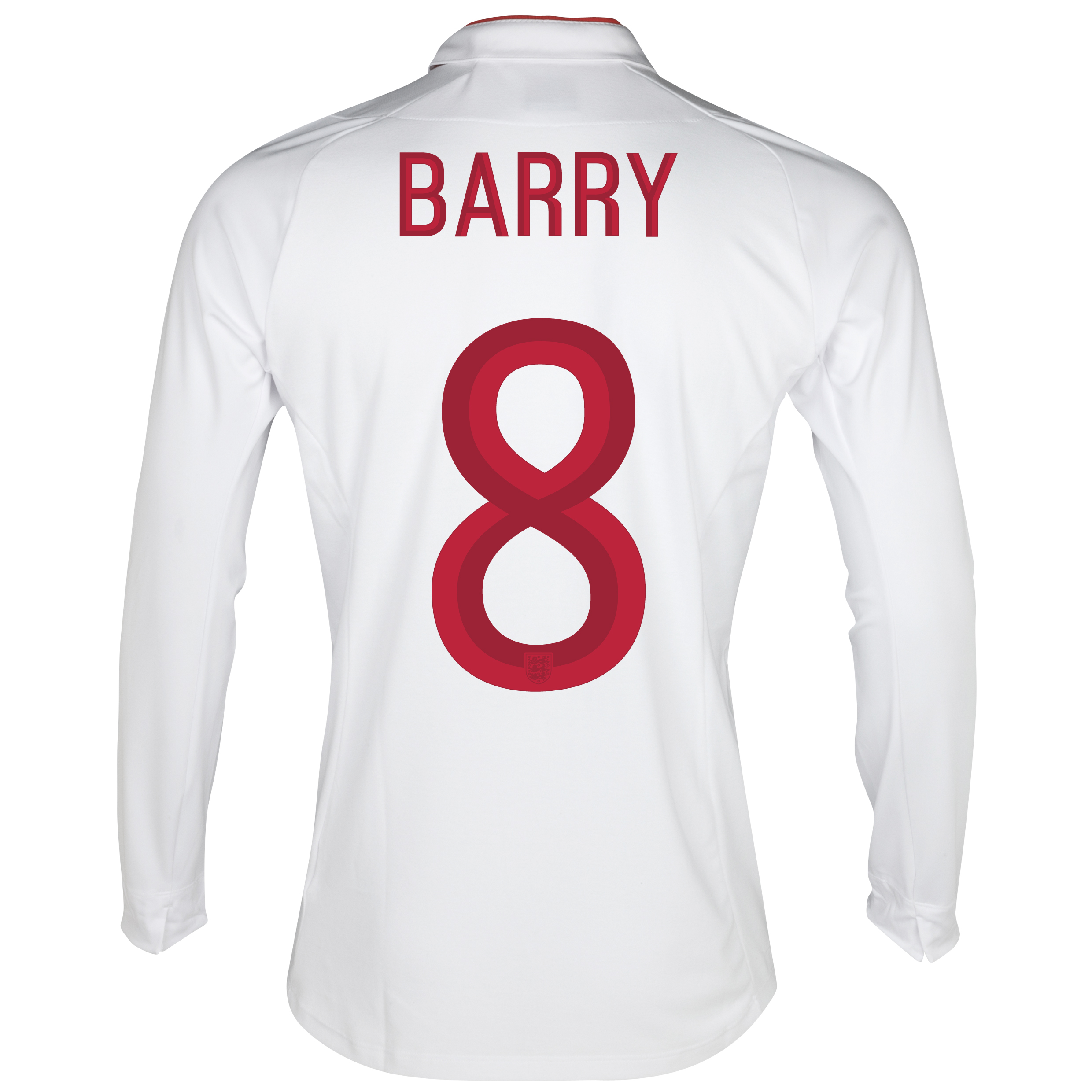 England Home Shirt 2012~13 Long Sleeve with Barry 8 printing