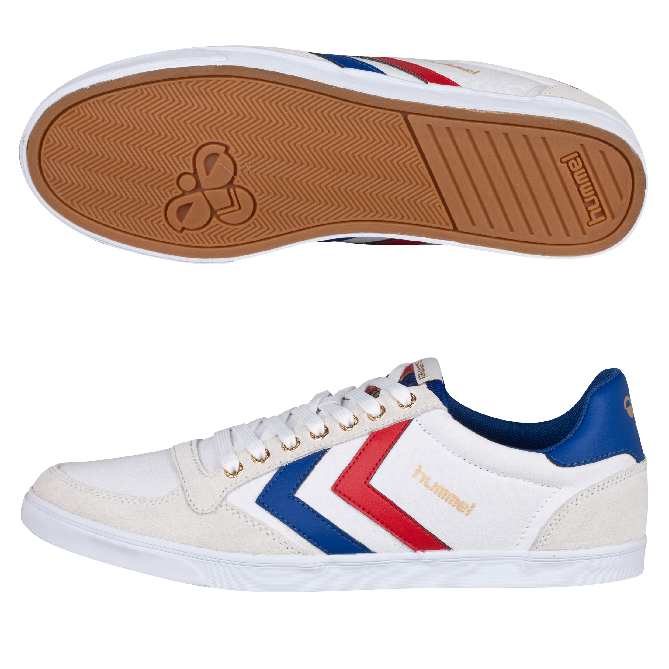 Hummel Slimmer Stadil Low Canvas Trainers - White/Limoges Blue/Ribbon Red