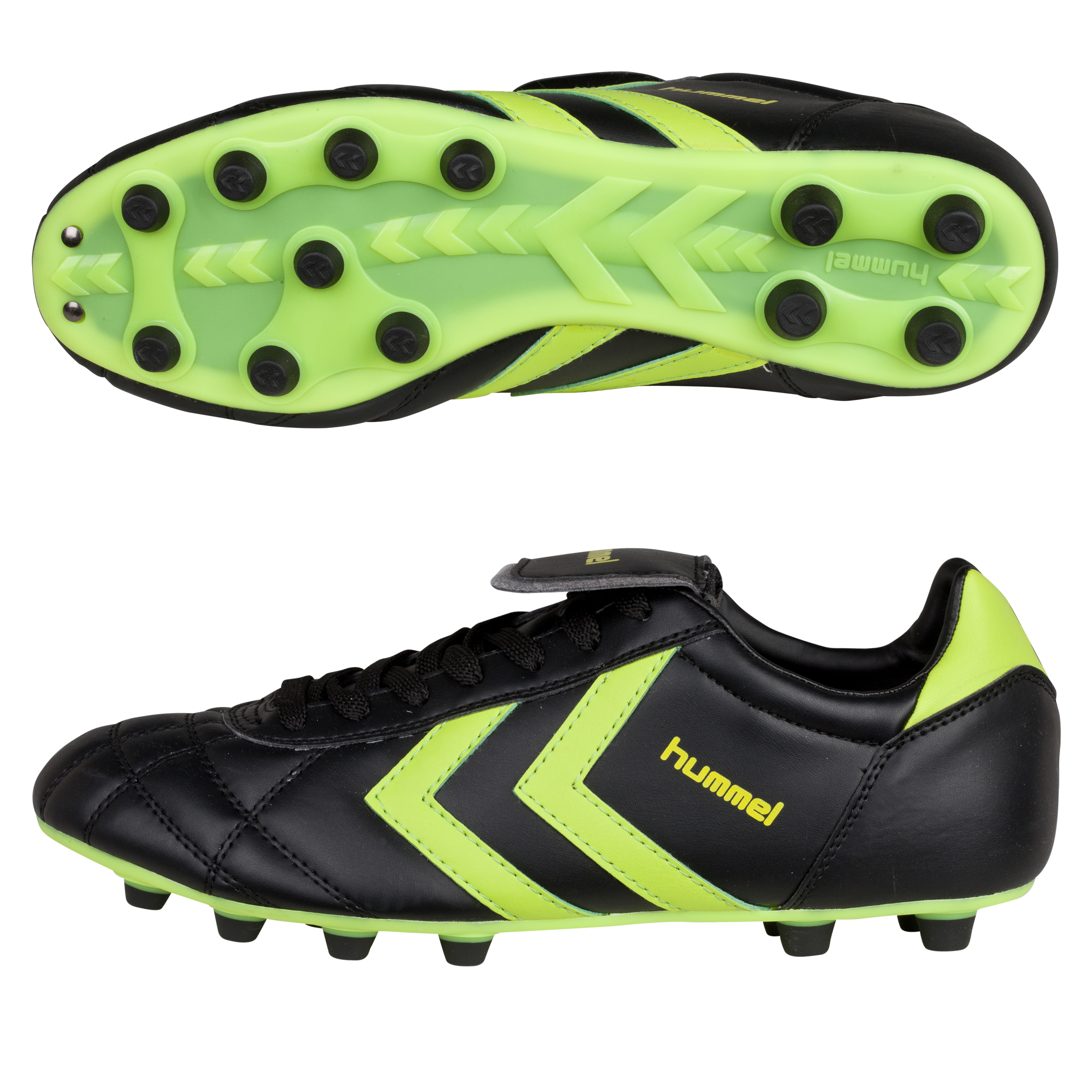 Hummel Old School Star Synthetic Firm Ground Football Boots - Black/Neon
