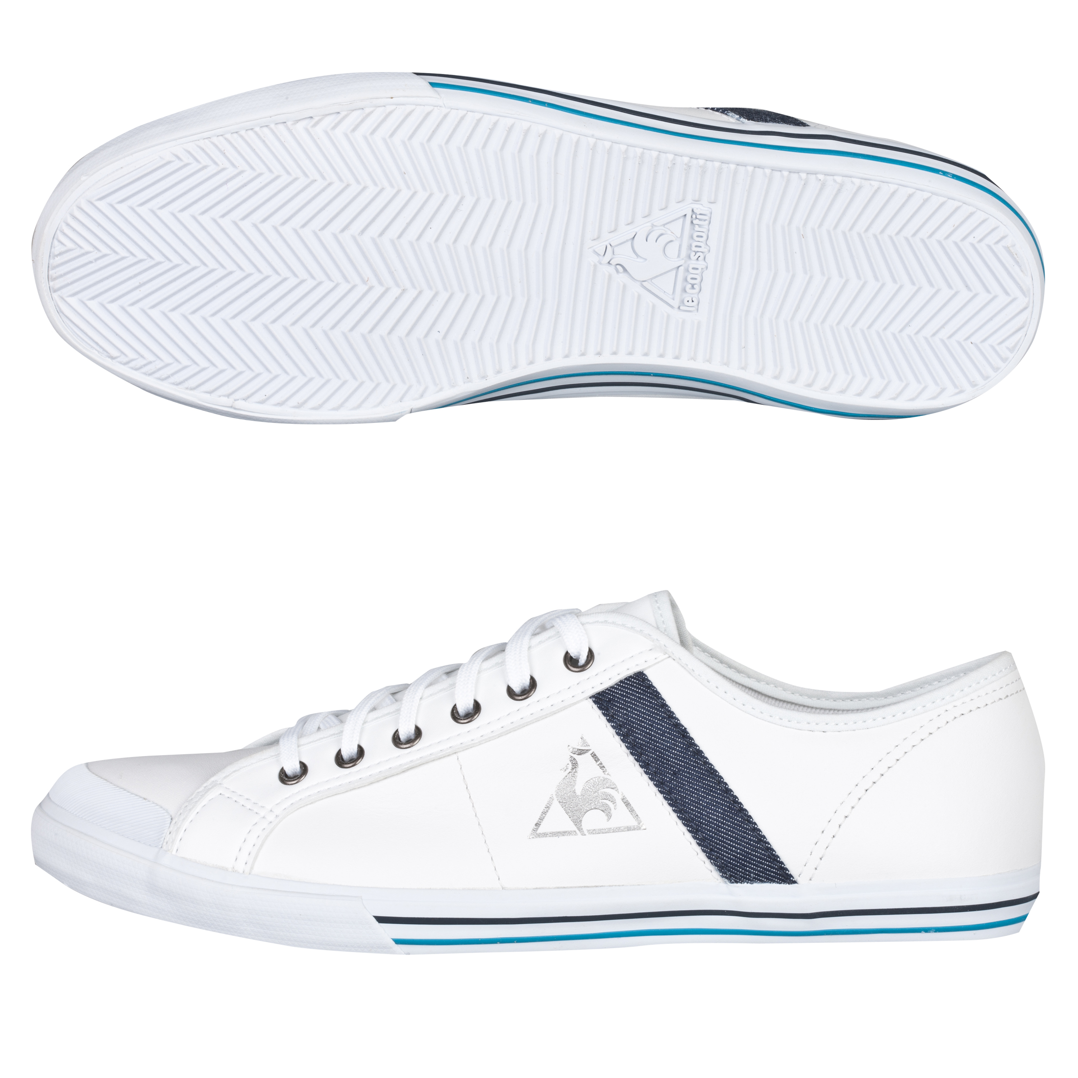 Le Coq Sportif Saint Malo Leather/Denim Trainers - White