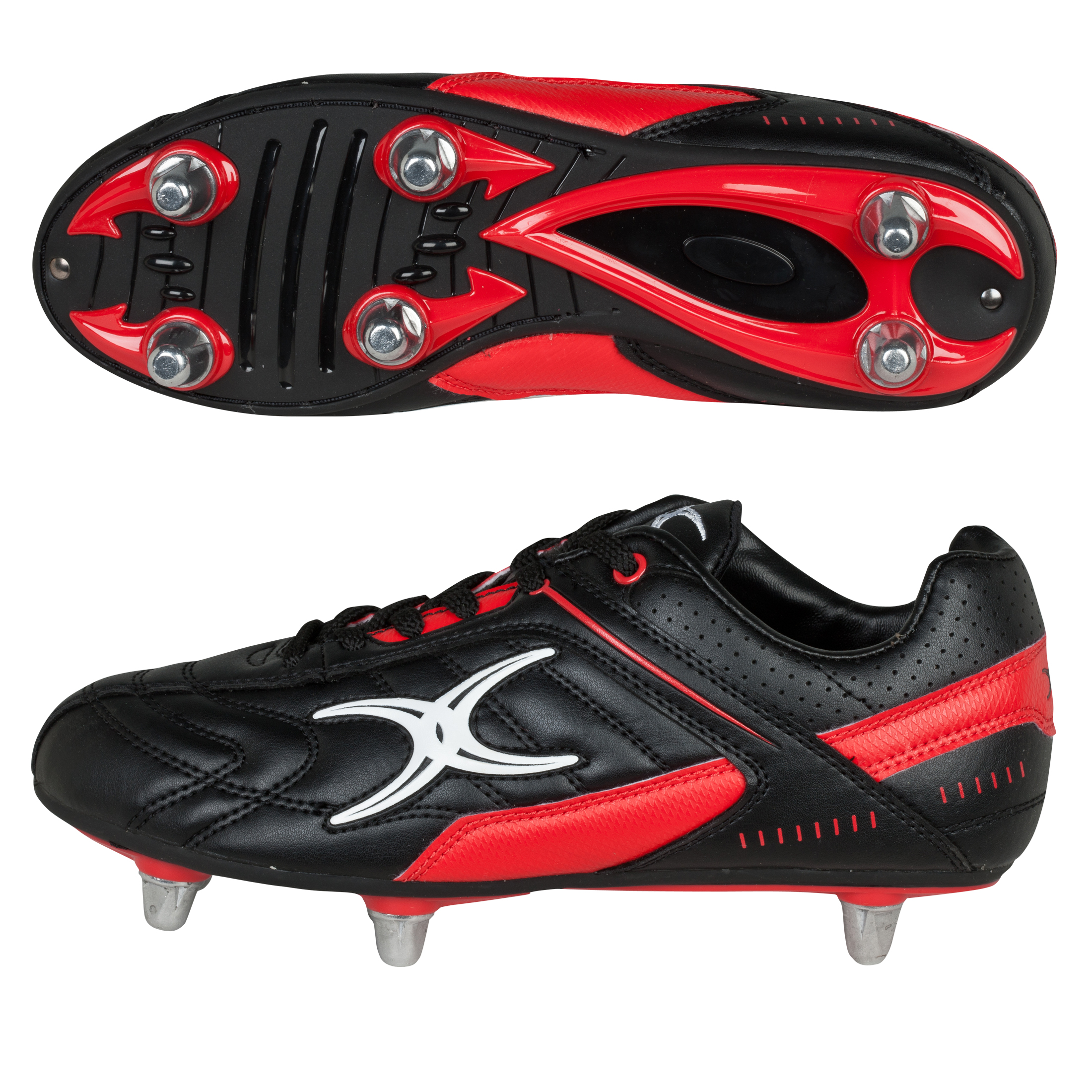 Gilbert Sidestep Barbarian Rugby Boots - Black/Red - Kids