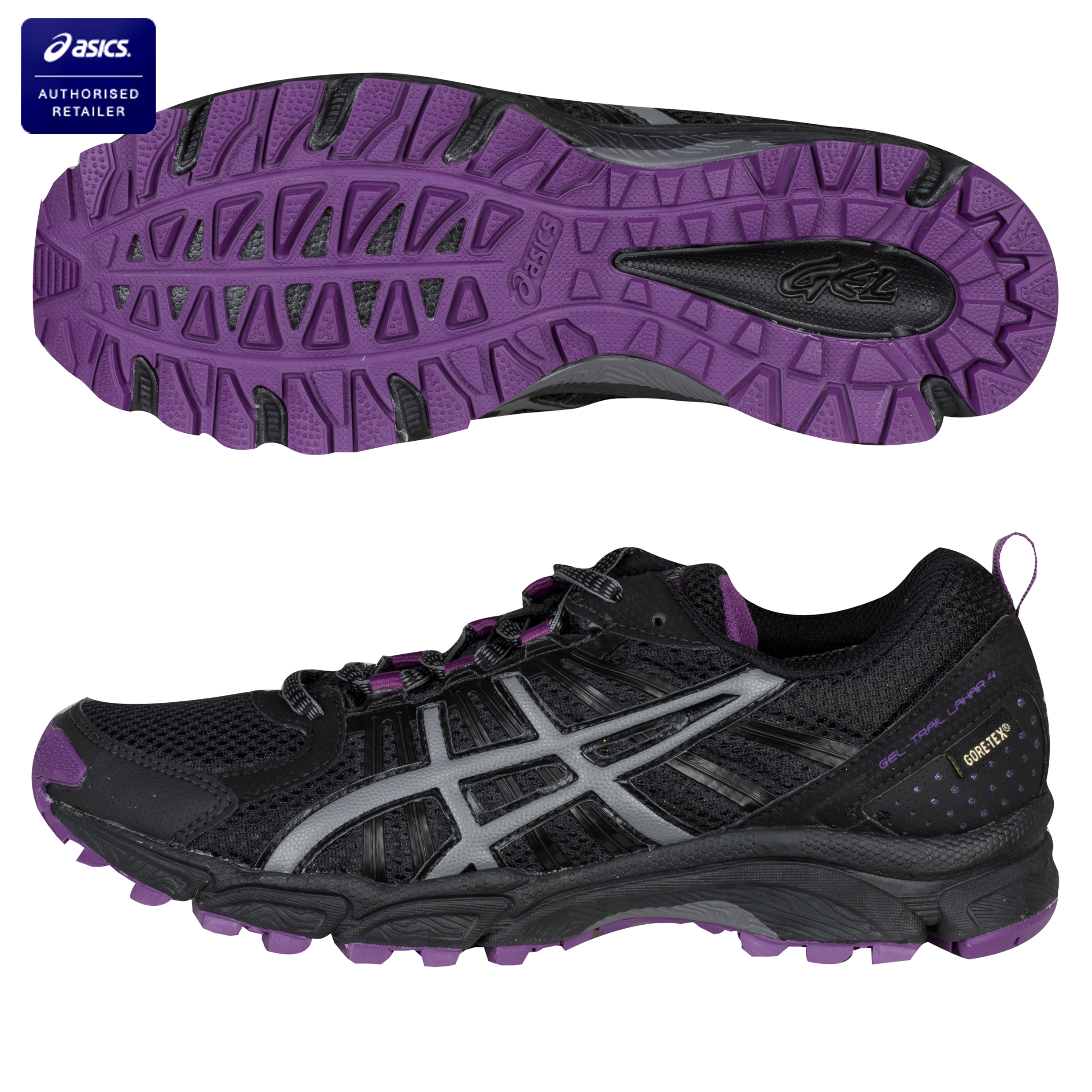 Asics Gel-Trail Lahar 4 G-TX Running Trainers - Black/Titanium/Purple - Womens