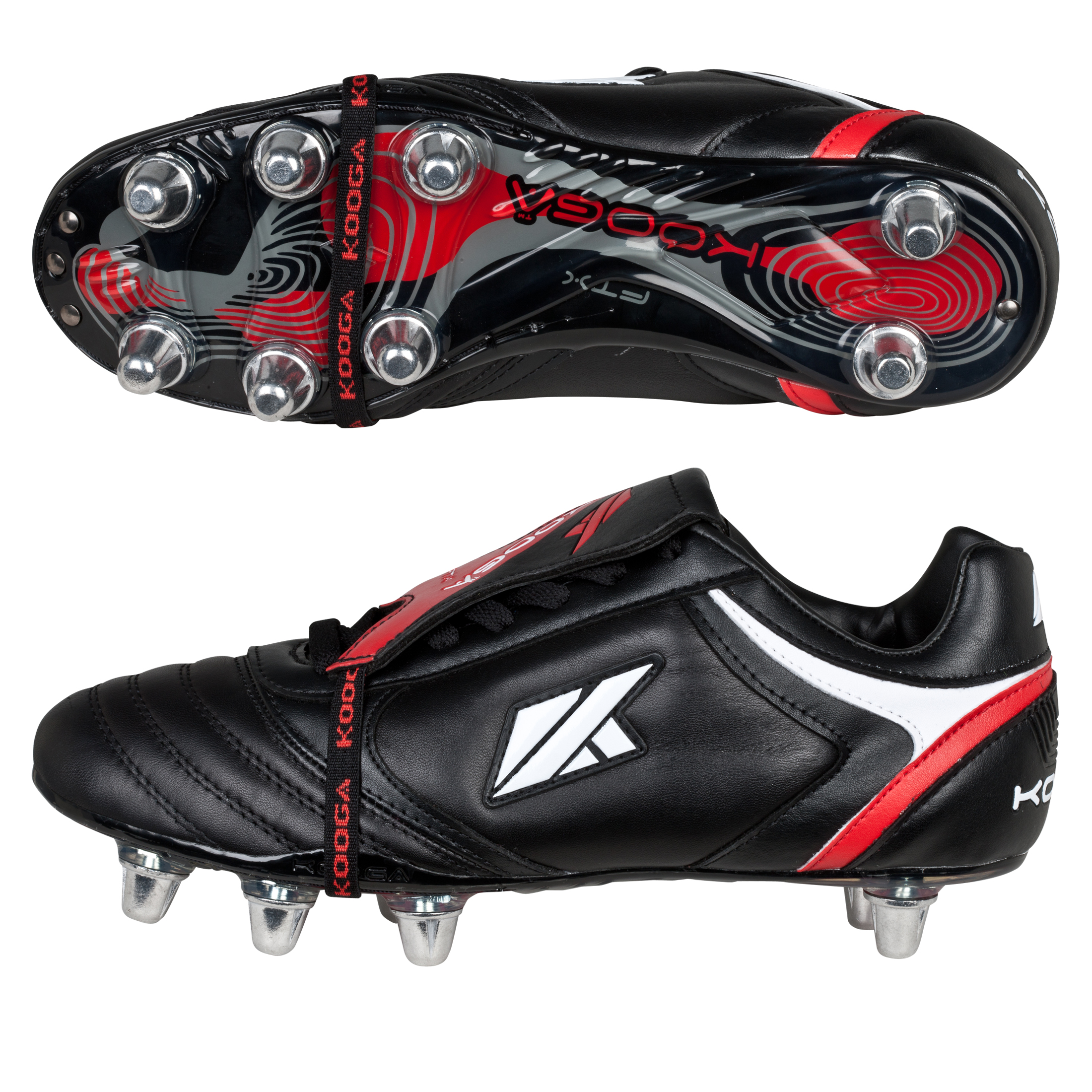 Kooga Classic FTX LCST Rugby Boots - Black/White/Red