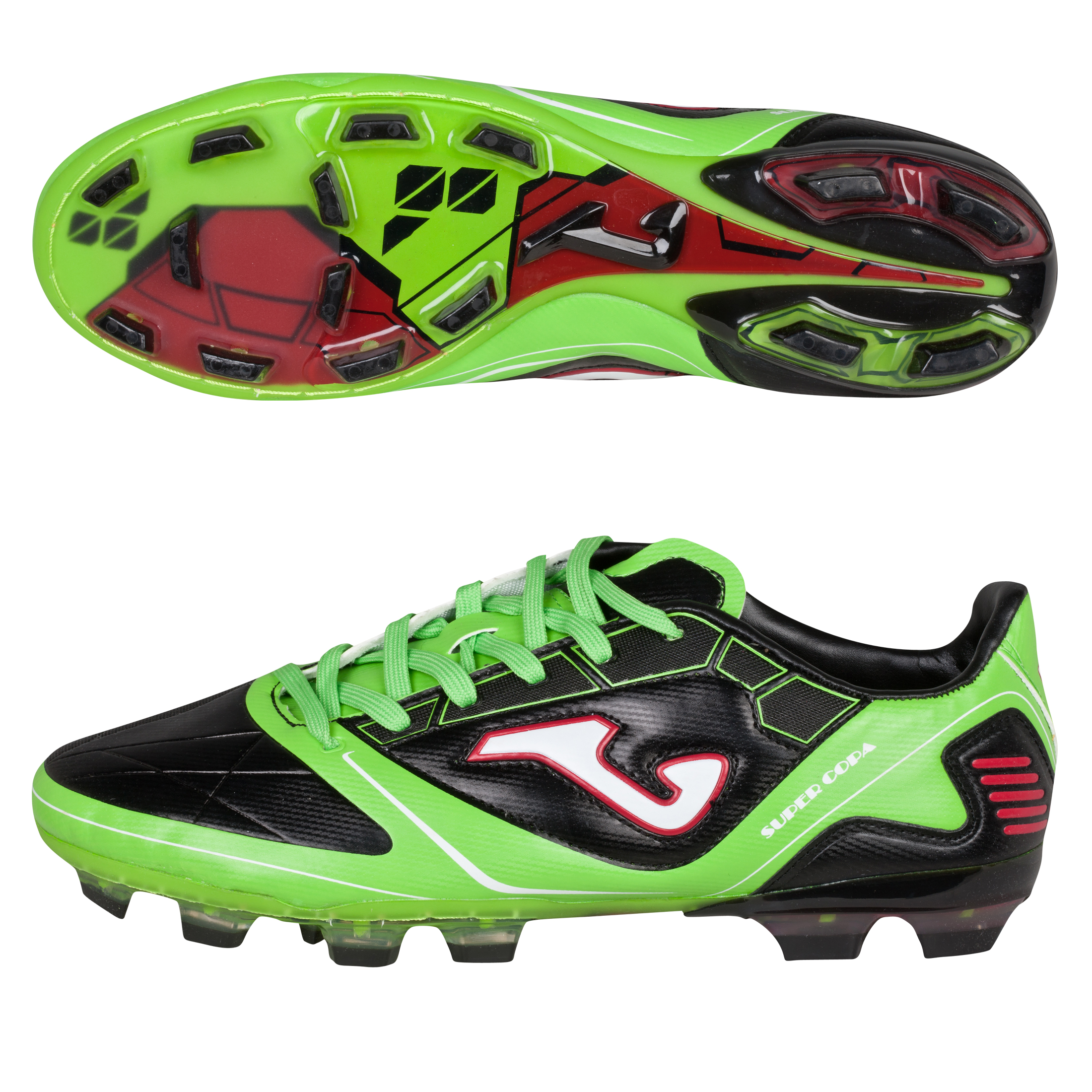 Joma Super Copa Firm Ground Football Boots - Black/Green