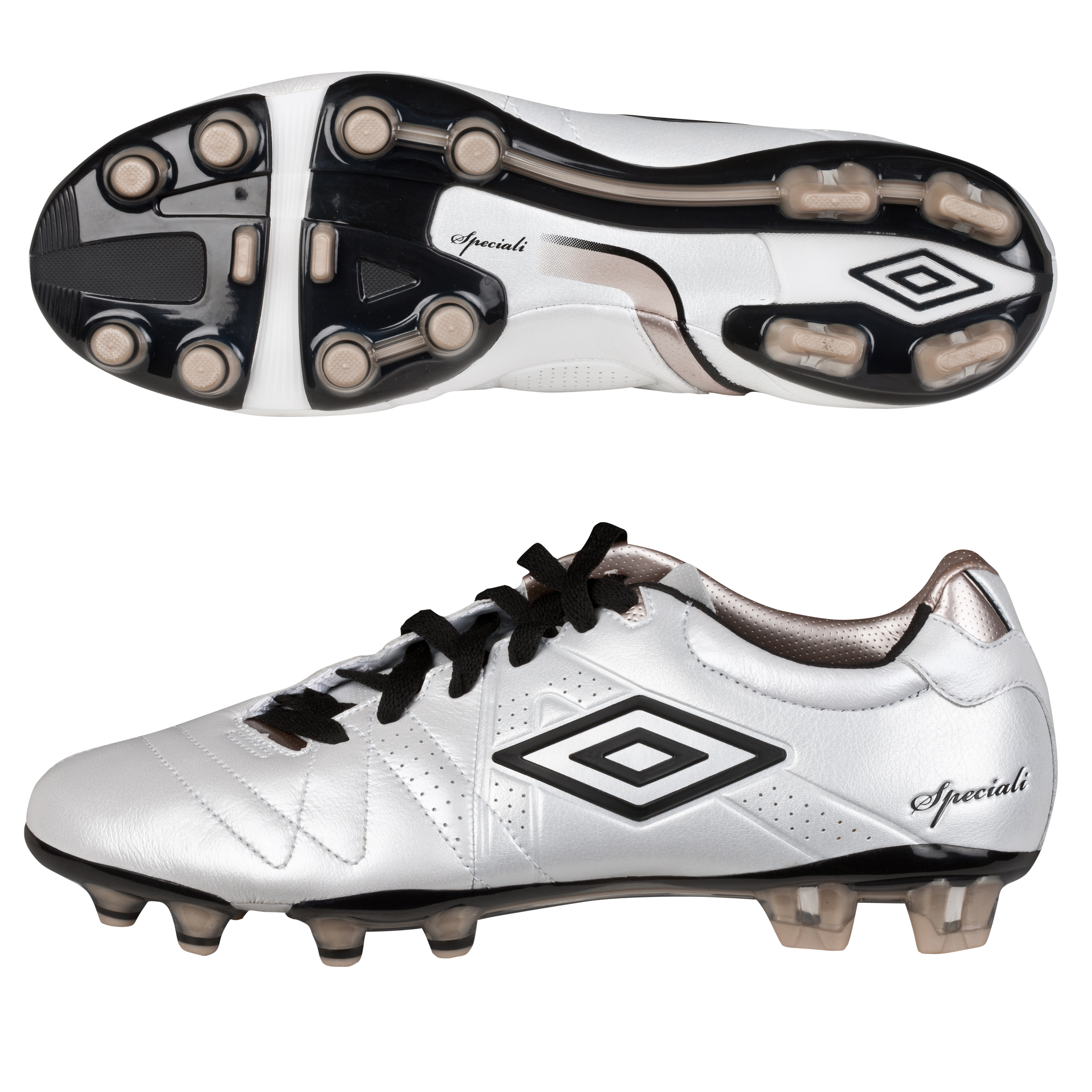 Umbro Speciali 3 Pro Hard Ground Football Boots - Pearlised White/Black/Pewter