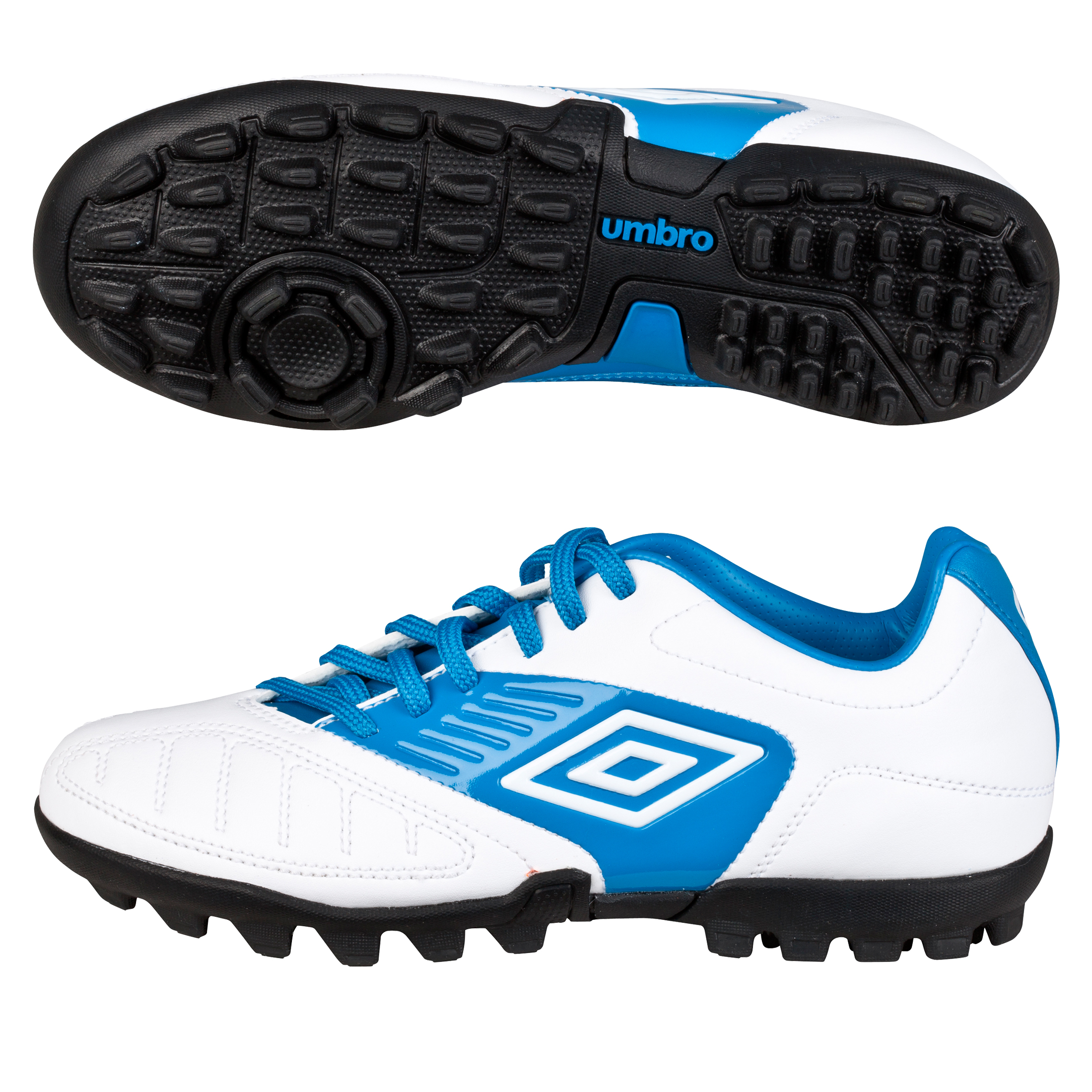 Umbro Geometra Cup Astro Turf Trainers - White/Brilliant Blue/True Red - Kids