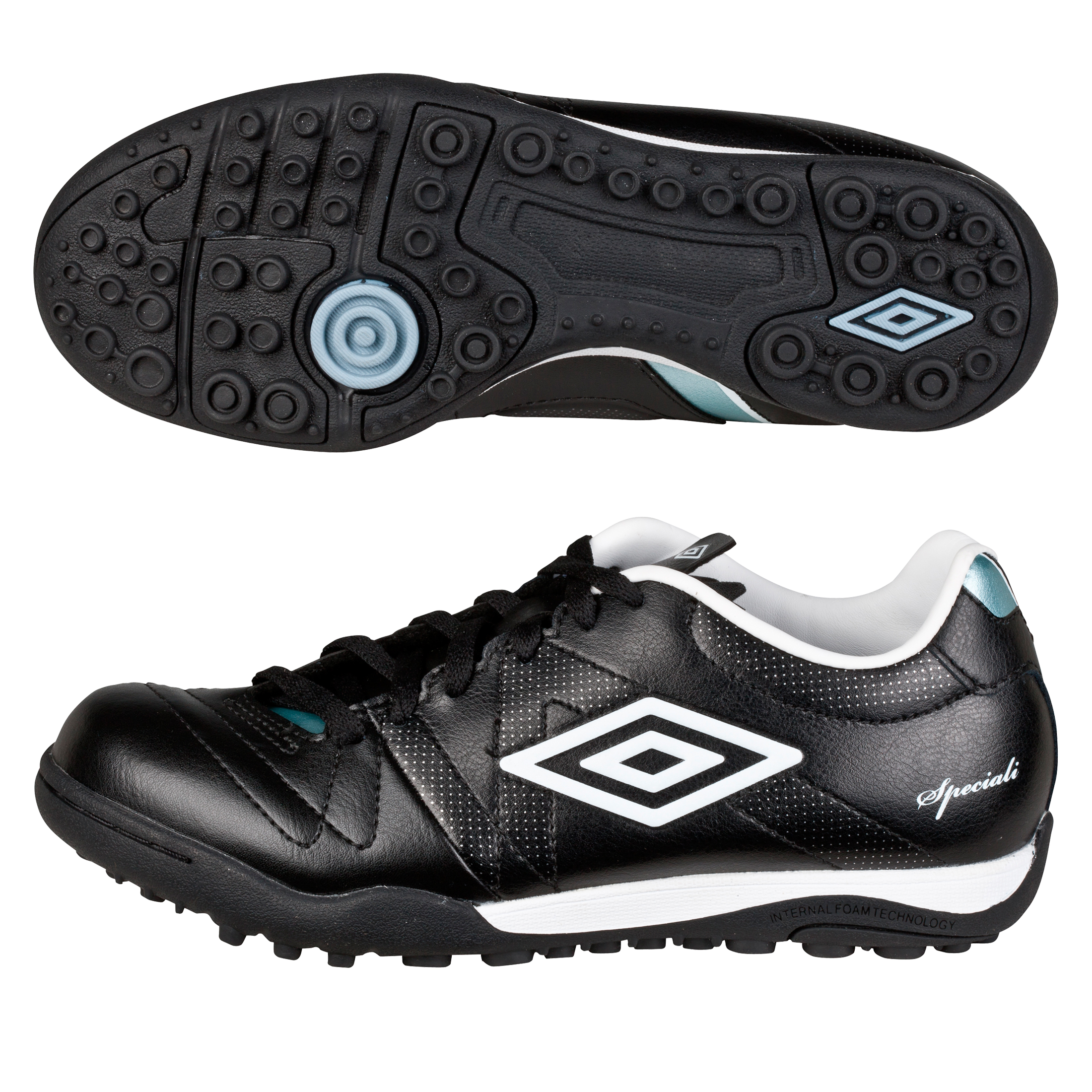 Umbro Speciali 3 Cup Astro Turf Trainers - Black/White/Chrome - Kids