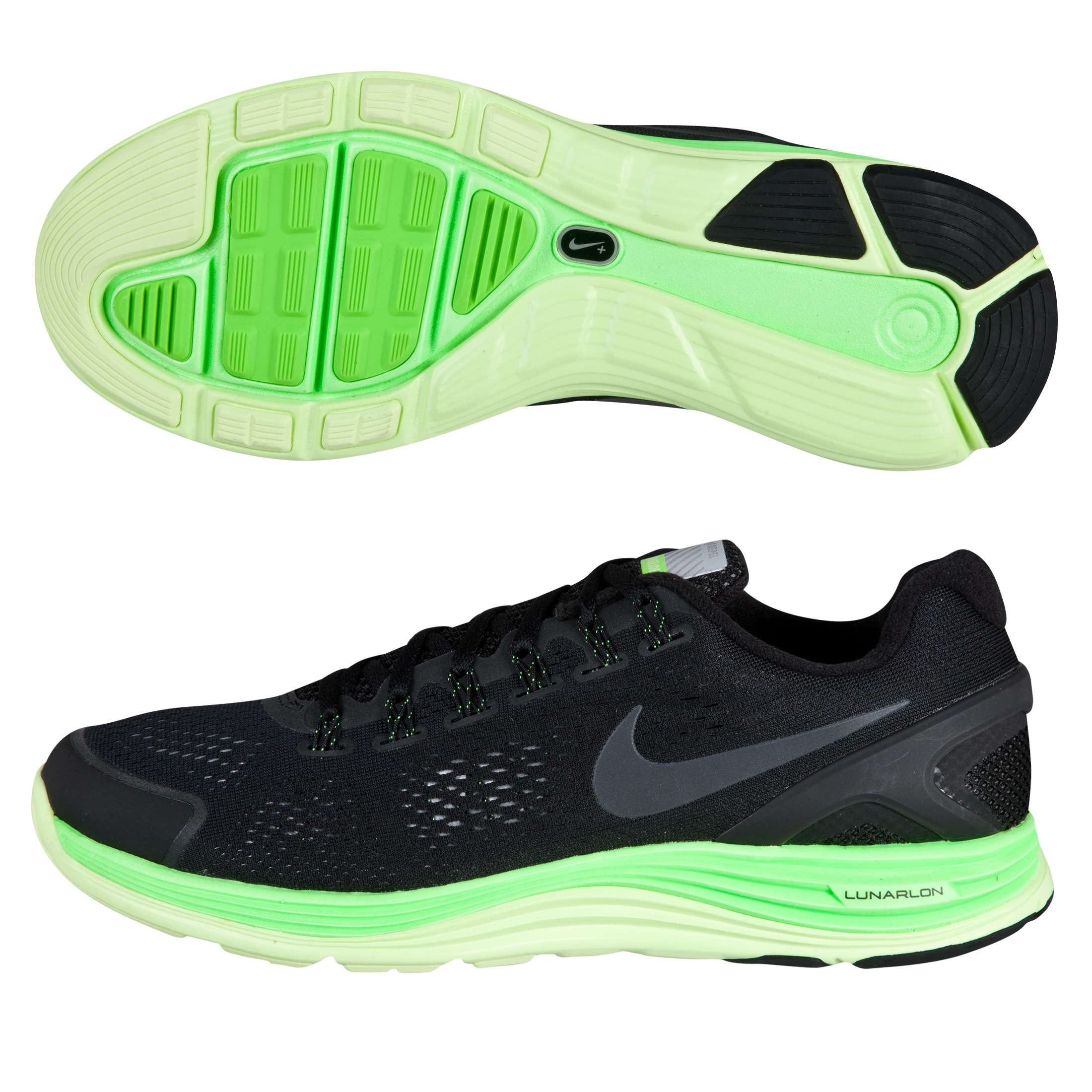 Nike Lunarglide+ 4 Shield Trainers - Black/Electric Green