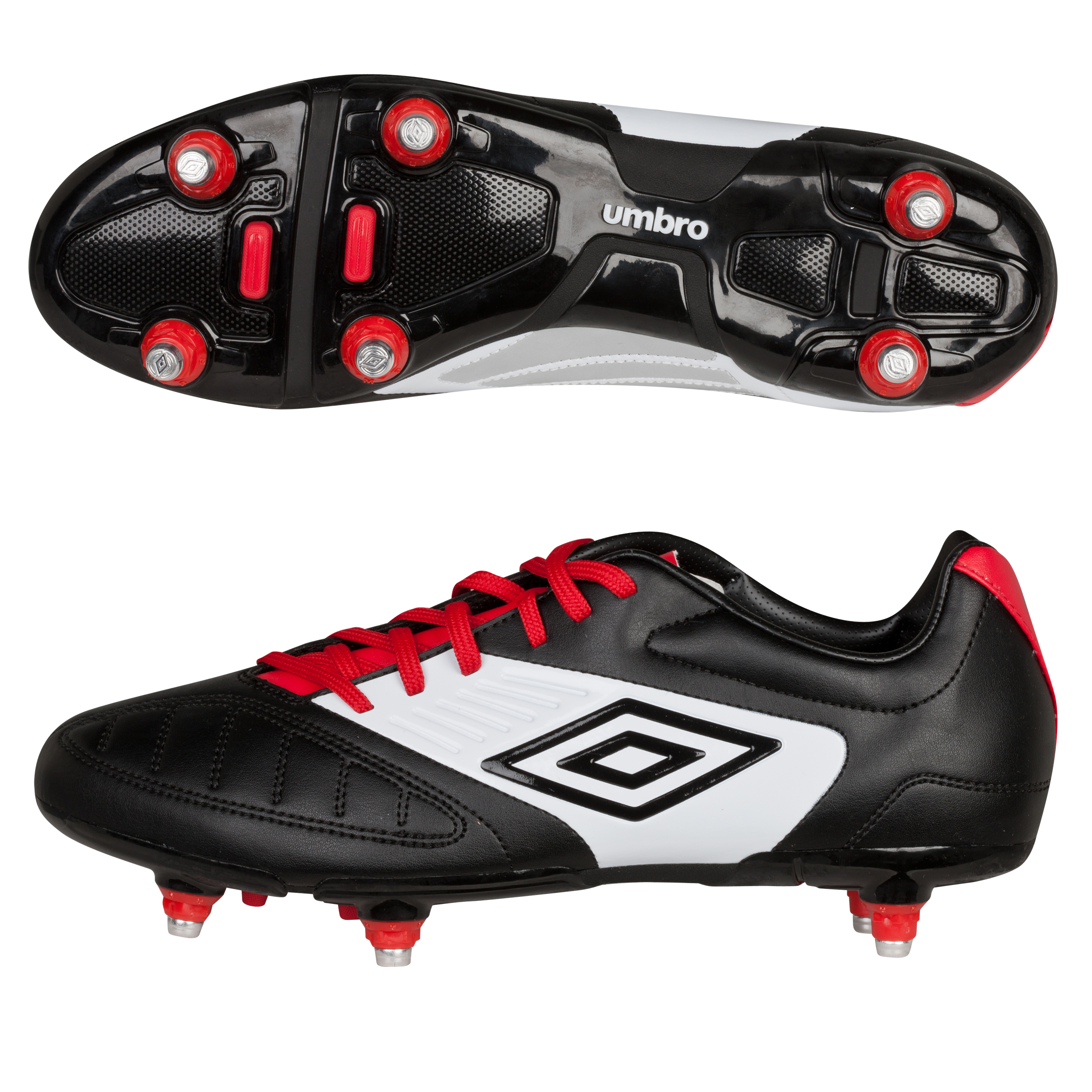 Umbro Geometra Cup Soft Ground Football Boots - Black/White/True Red