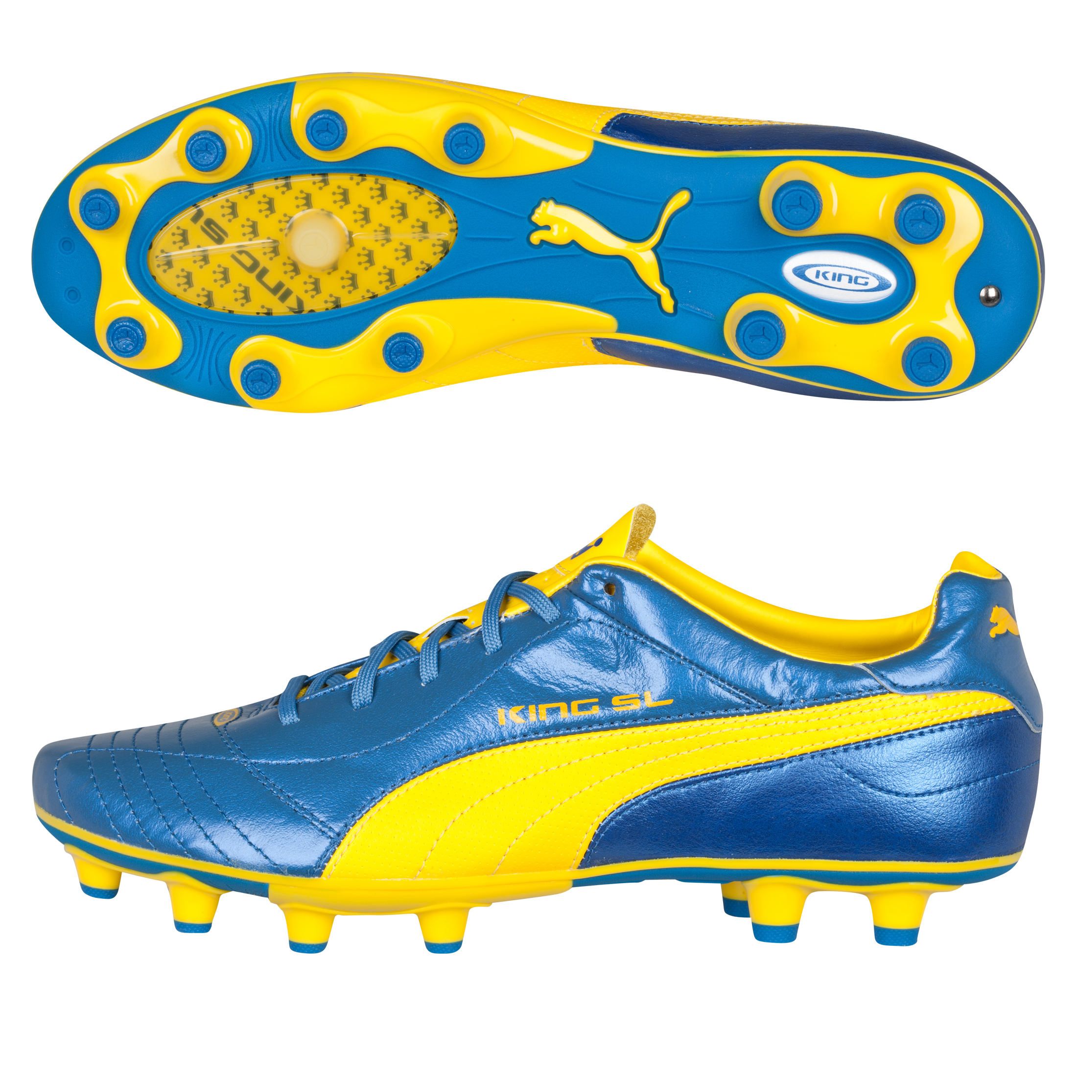 Puma King Finale SL i Firm Ground Football Boots - Blue Metallic/Dandelion/White