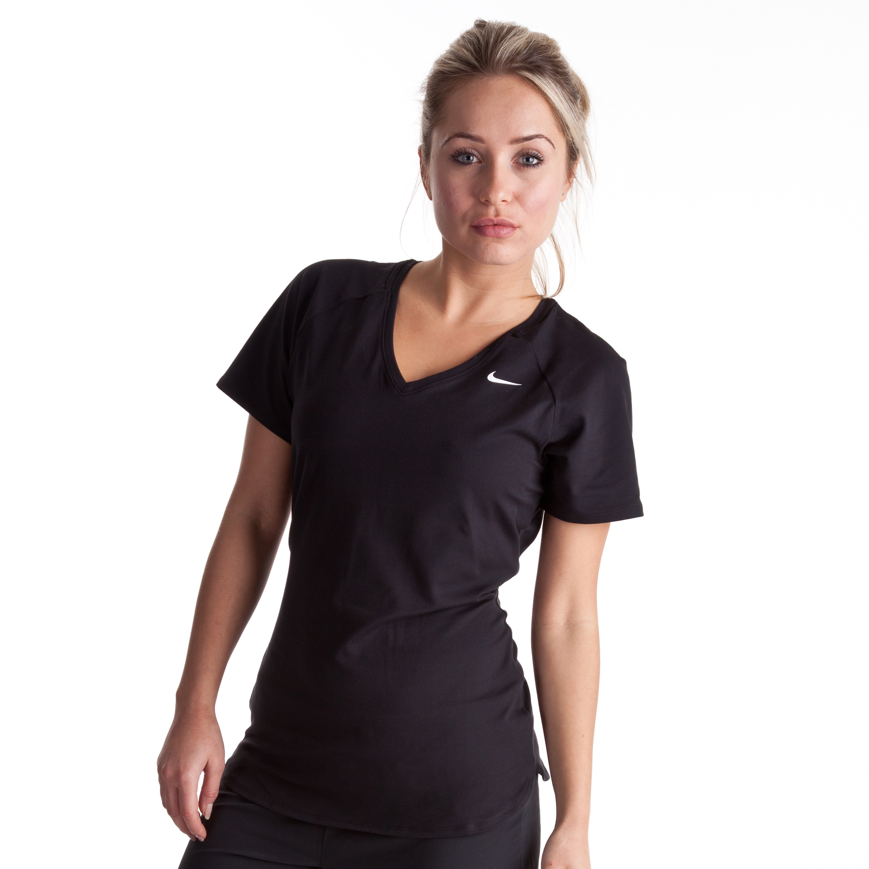 Nike Regular Club Short Sleeve Baselayer - Black/White - Womens