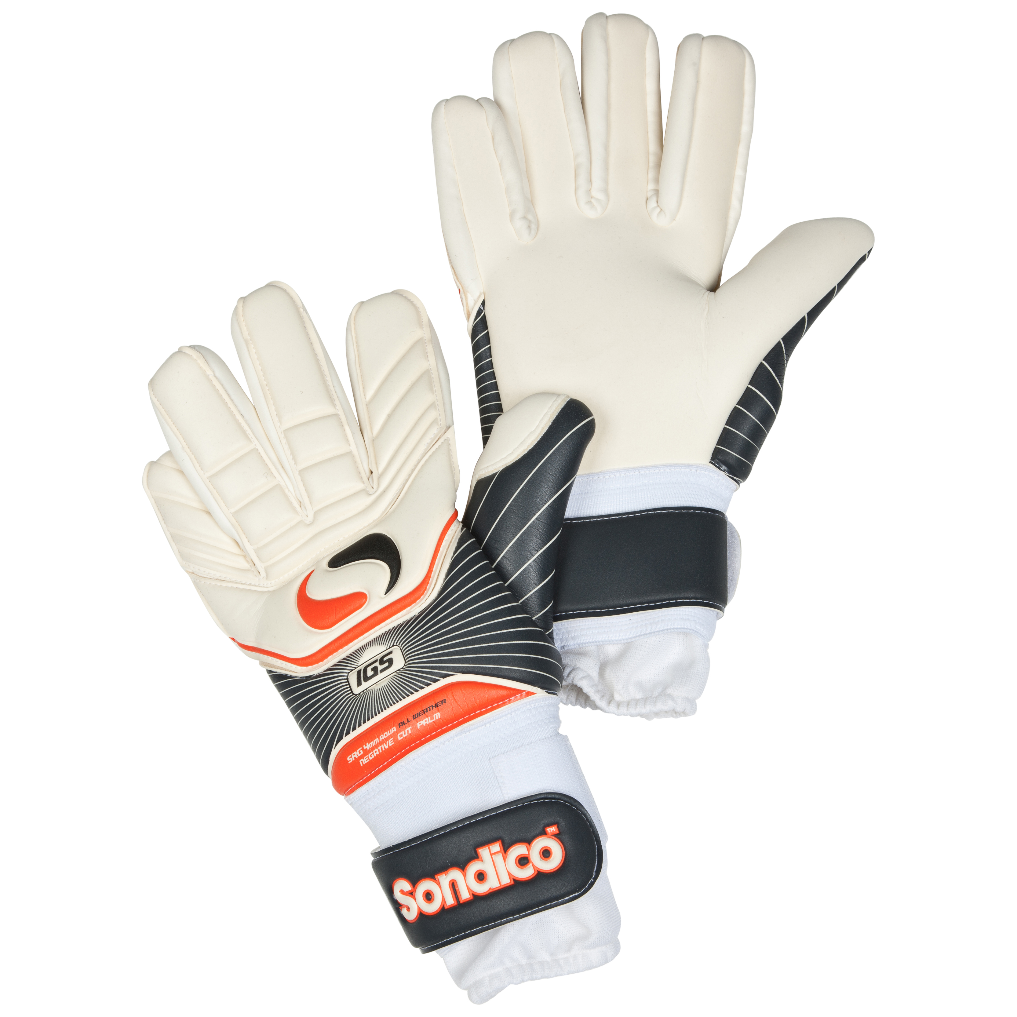 Sondico Ultima Pro Negative Cut Goalkeeper Gloves - Black/White/Gun Metal/Orange