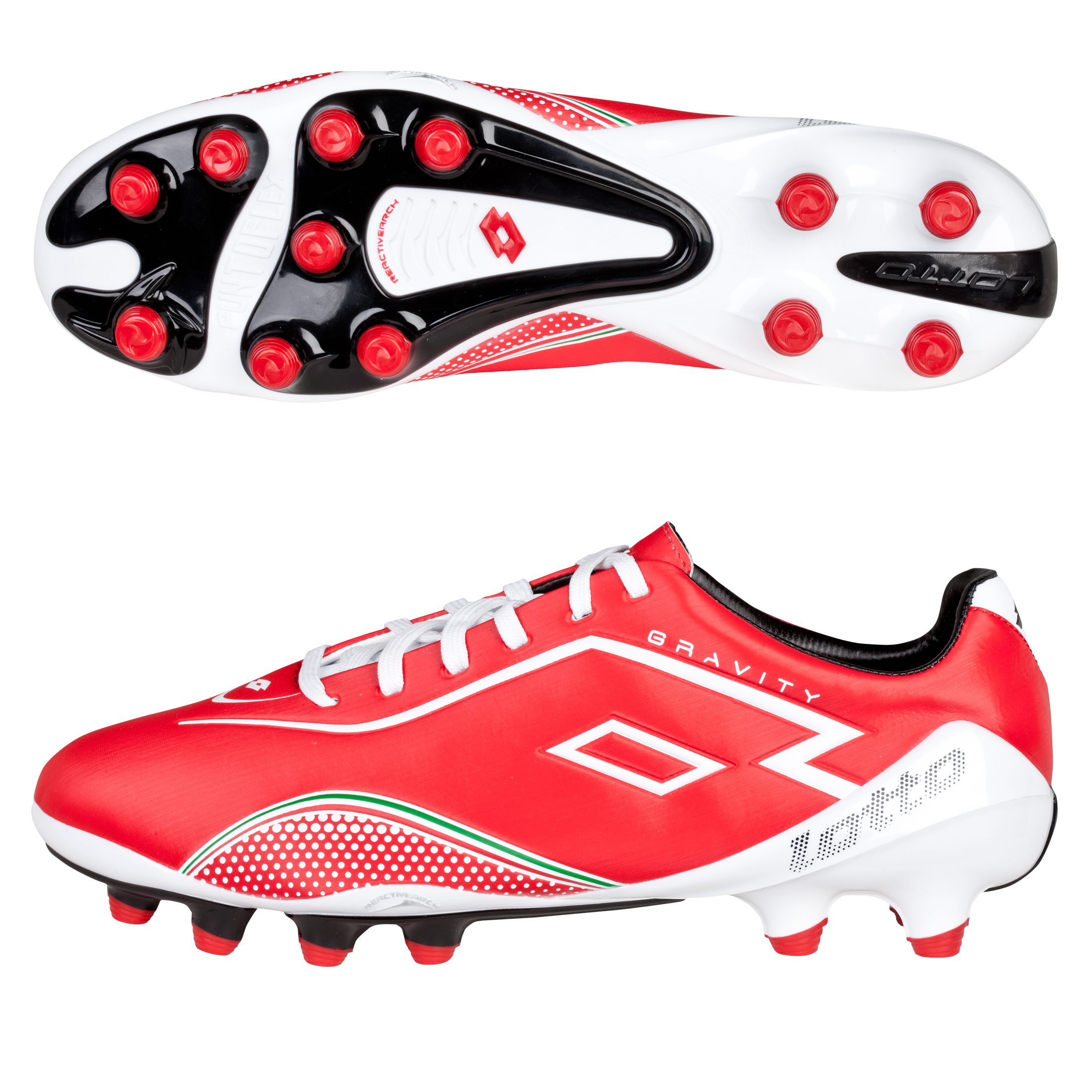 Lotto Zhero Gravity.II 200 Firm Ground Football Boots - Risk Red/White