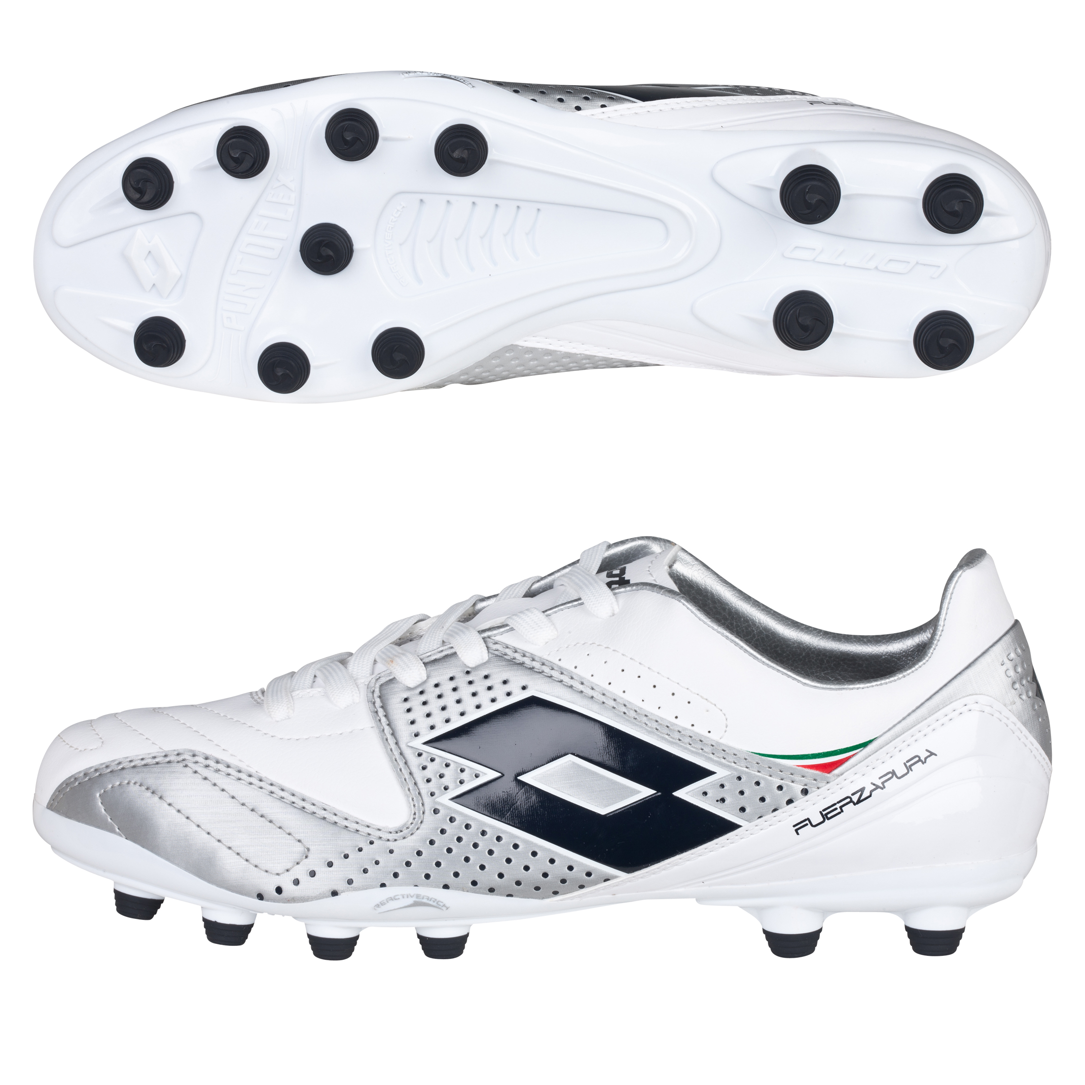 Lotto Fuerzapura III 500 Firm Ground Football Boots - White/Silver