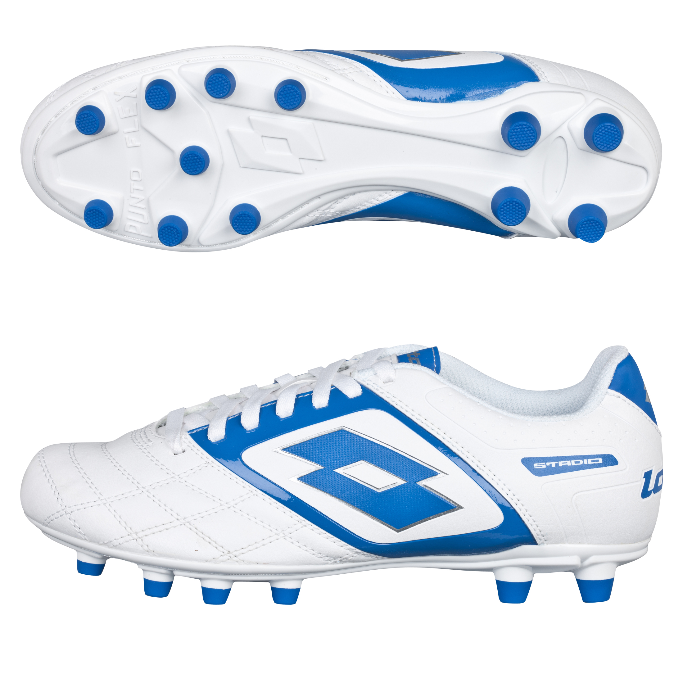 Lotto Stadio Potenza II 700 Firm Ground Football Boots - White/Blue