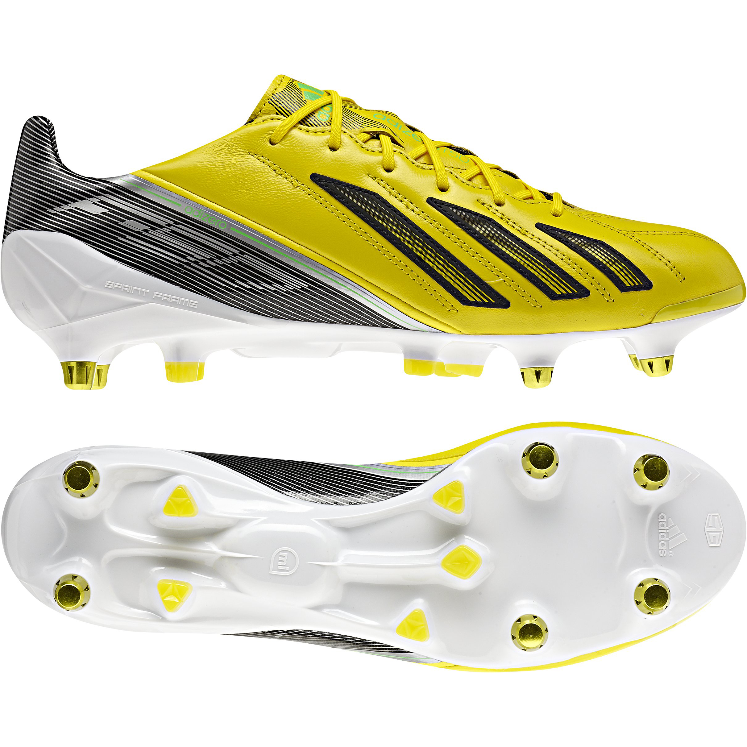 adidas AdiZero F50 XTRX Soft Ground Leather Football Boots - Vivid Yellow/Black/Green Zest