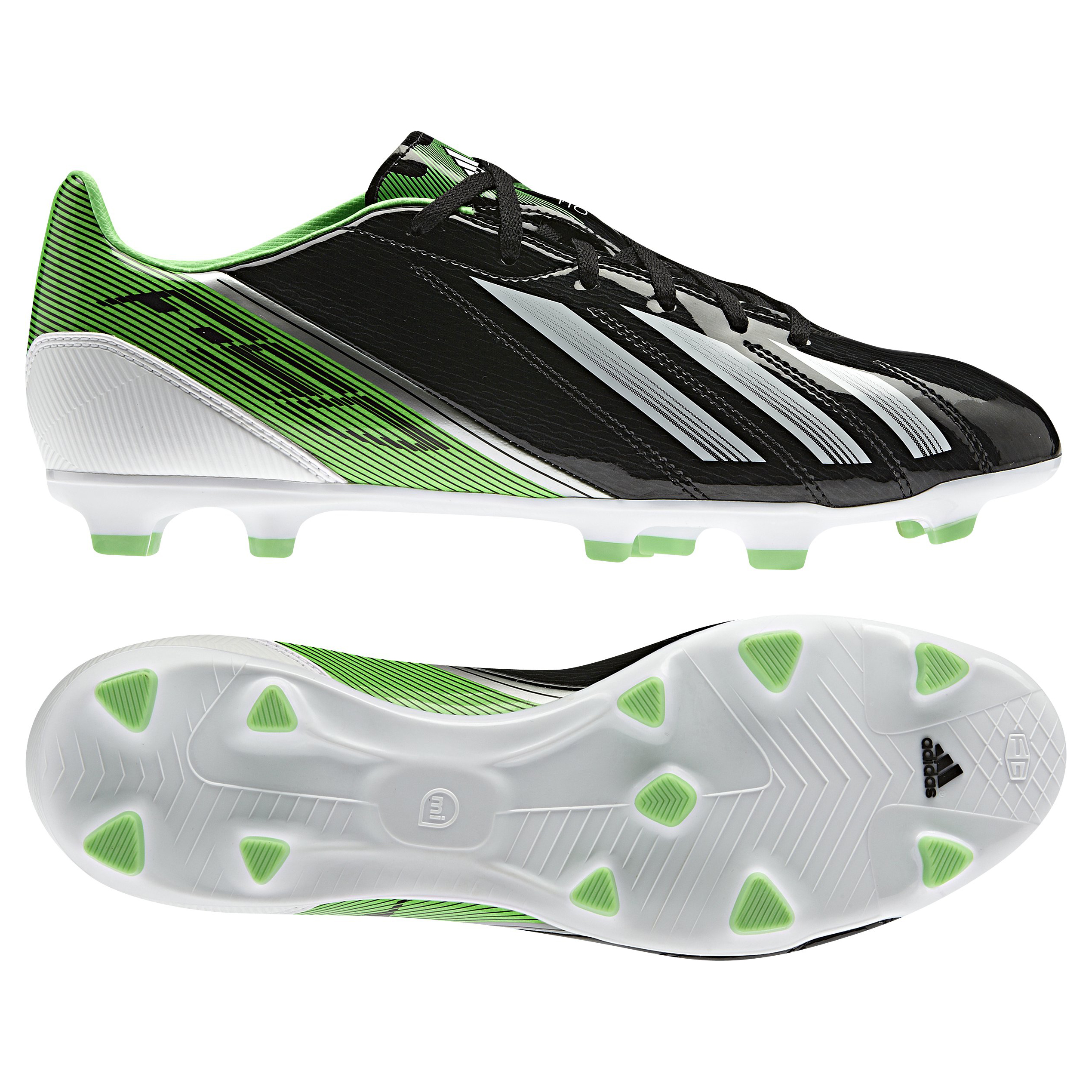 Botas de fútbol terreno duro Adizero F10 TRX adidas - Negro/blanco/verde