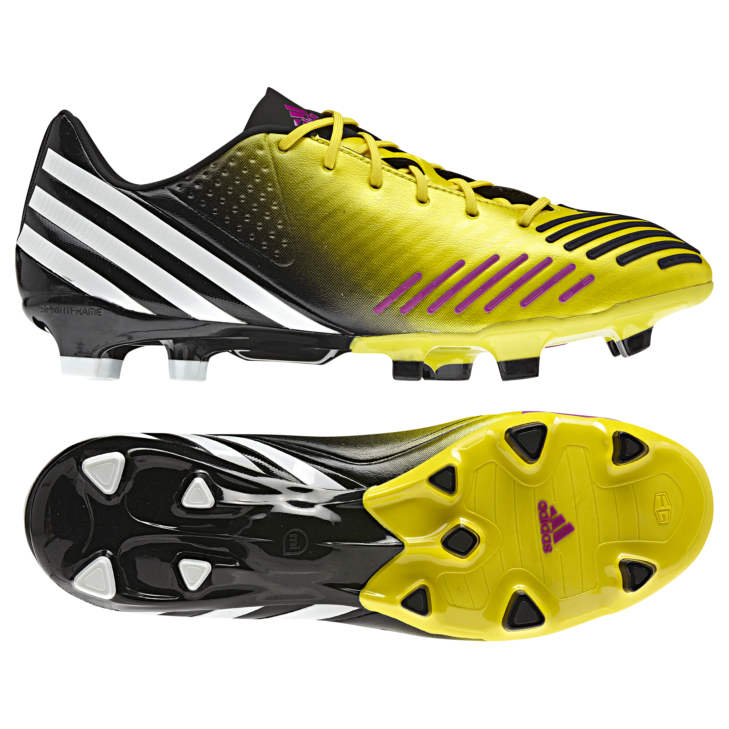 Botas de fútbol terreno duro Predator LZ TRX adidas - Amarillo/blanco/rosa