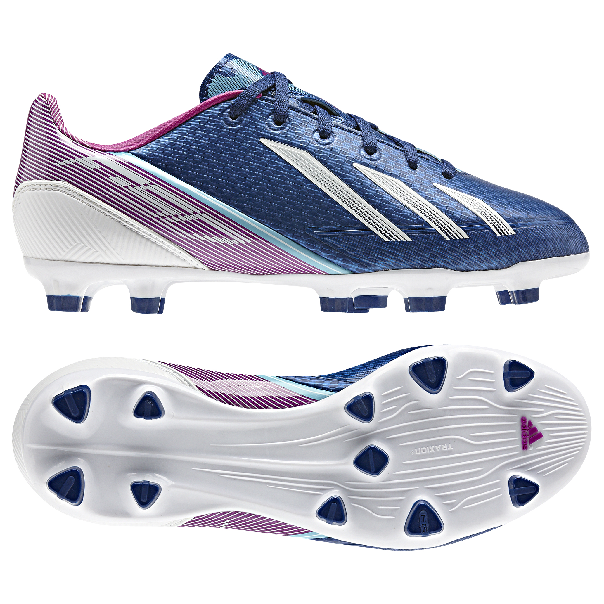adidas AdiZero F30 TRX Firm Ground Football Boots - Dark Blue/Running White/Vivid Pink - Kids