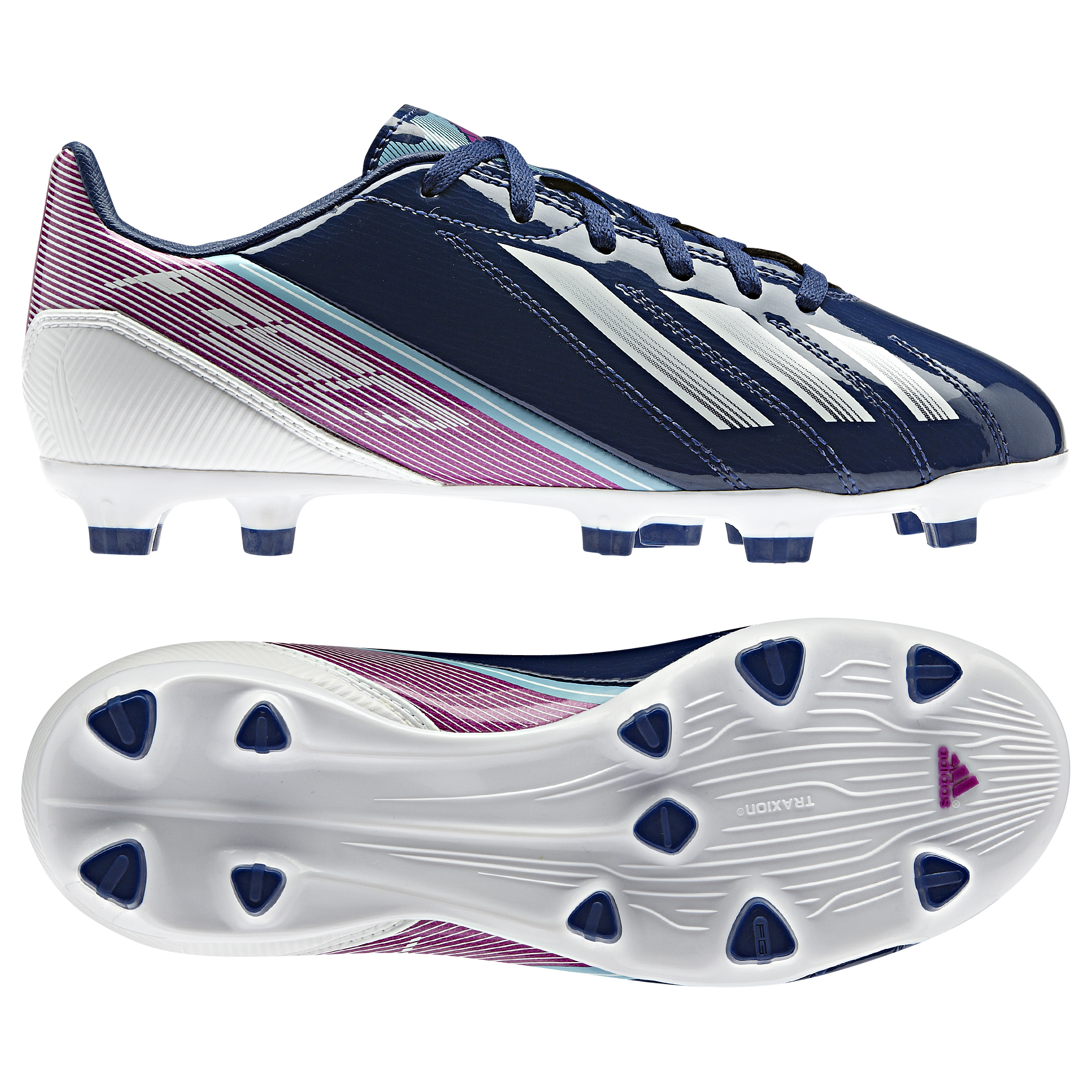 adidas AdiZero F10 TRX Firm Ground Football Boots - Dark Blue/Running White/Vivid Pink - Kids